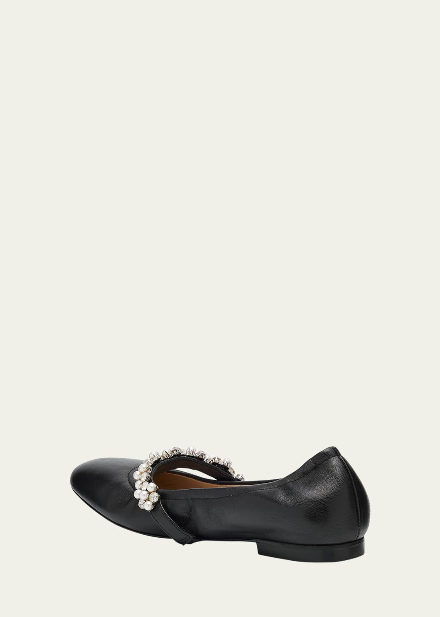 Stuart Weitzman Poppy Leather Embellished Mary Jane Ballerina Flats Image 4 of 6