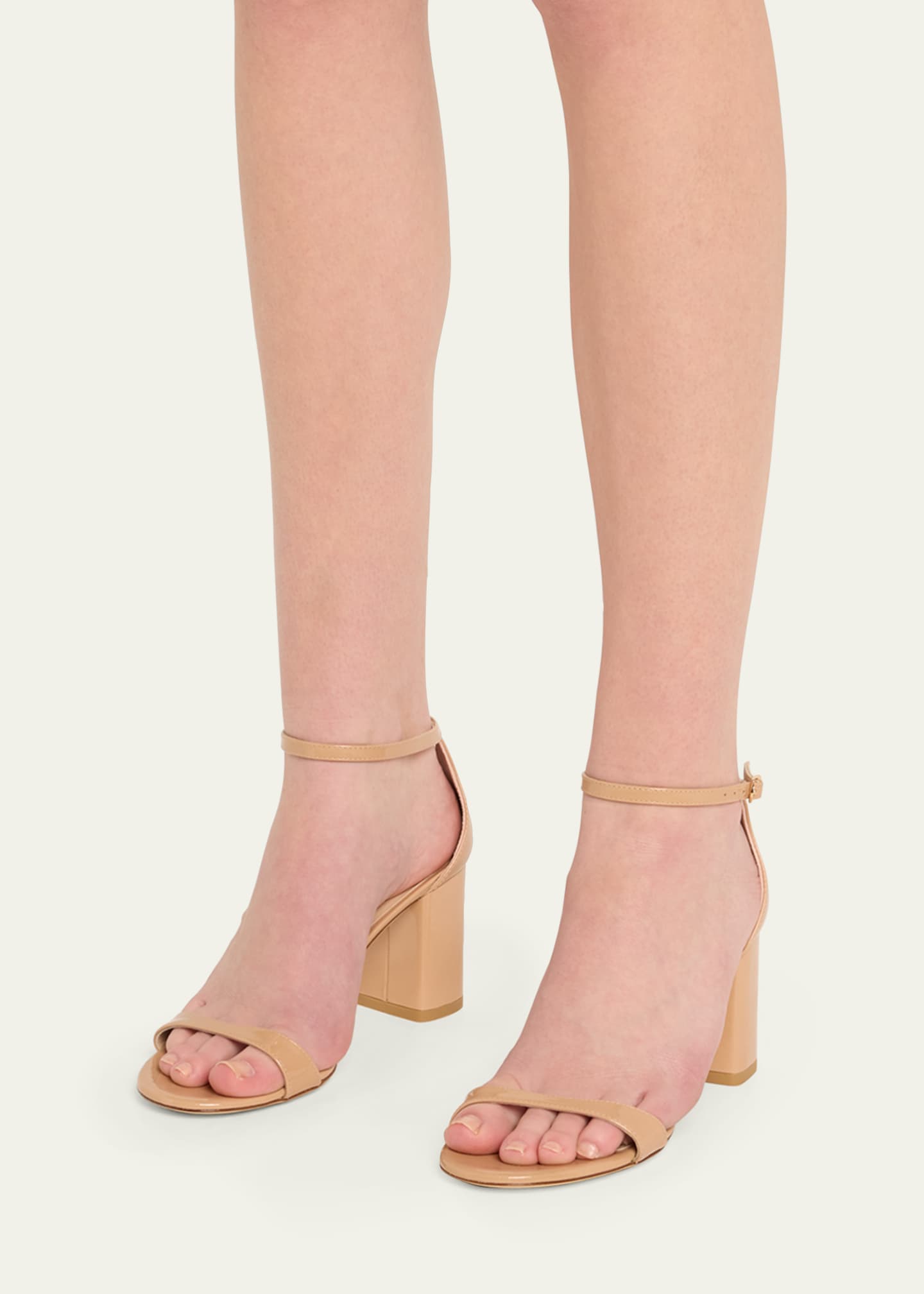 Stuart Weitzman Nudist Felicity Patent Leather Ankle-Strap Sandals Image 2 of 6