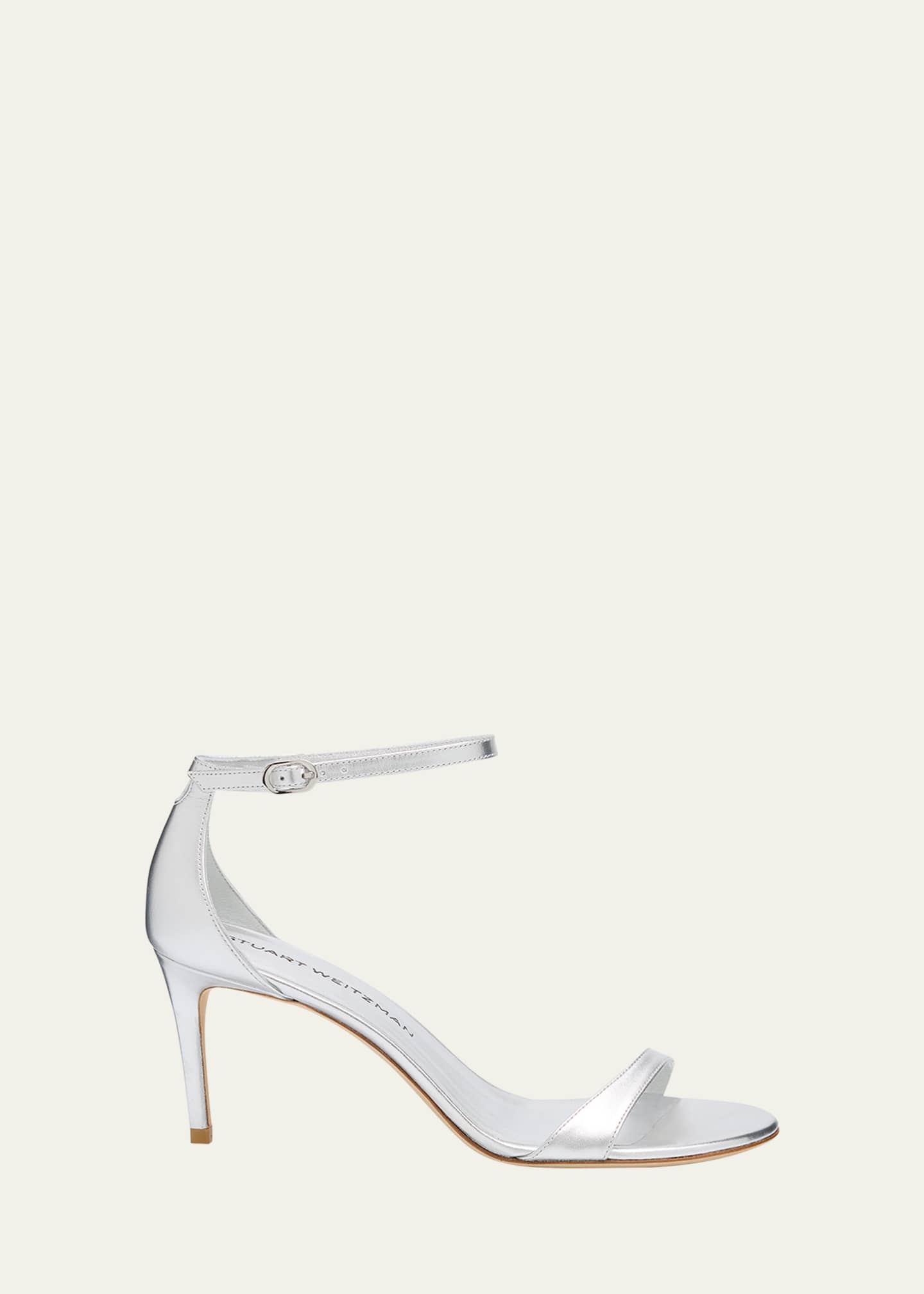 Stuart Weitzman Nudist II Metallic Ankle-Strap Sandals Image 1 of 6