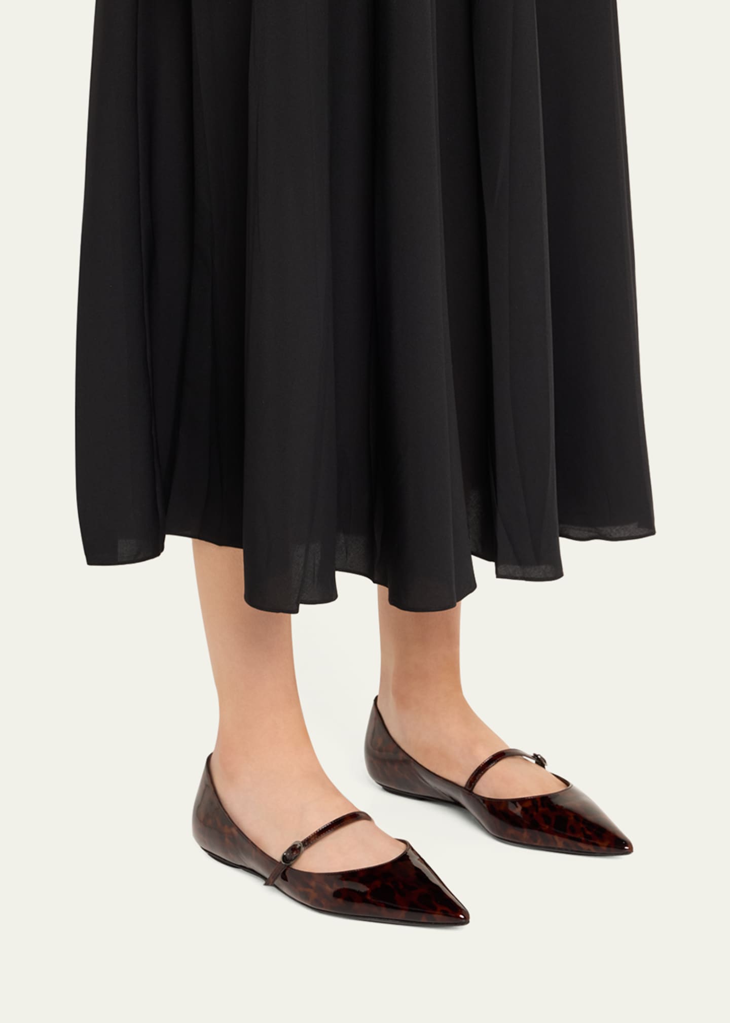 Stuart Weitzman Emilia Tortoise Patent Leather Mary Jane Ballerina Flats Image 2 of 6