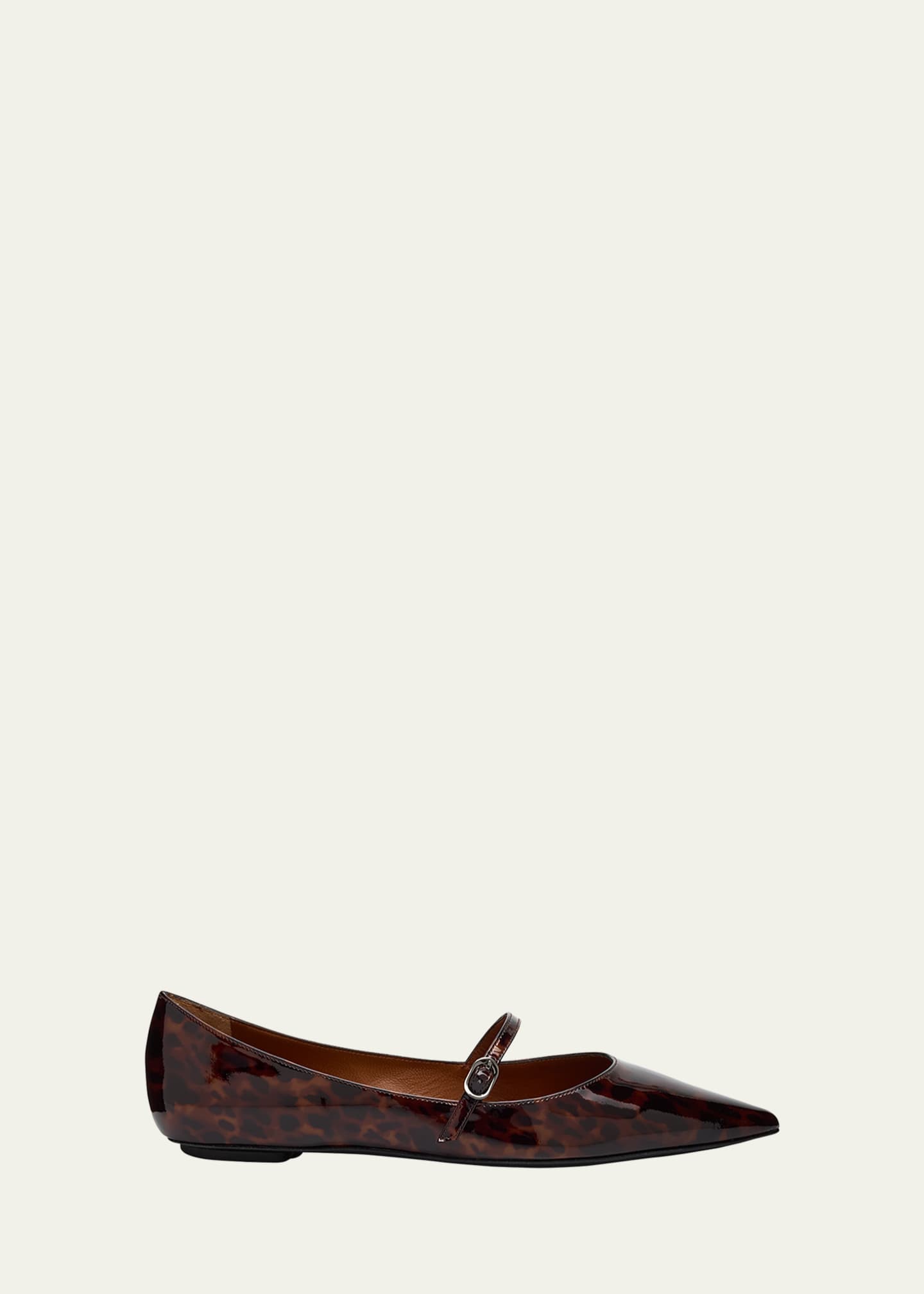 Stuart Weitzman Emilia Tortoise Patent Leather Mary Jane Ballerina Flats Image 1 of 6
