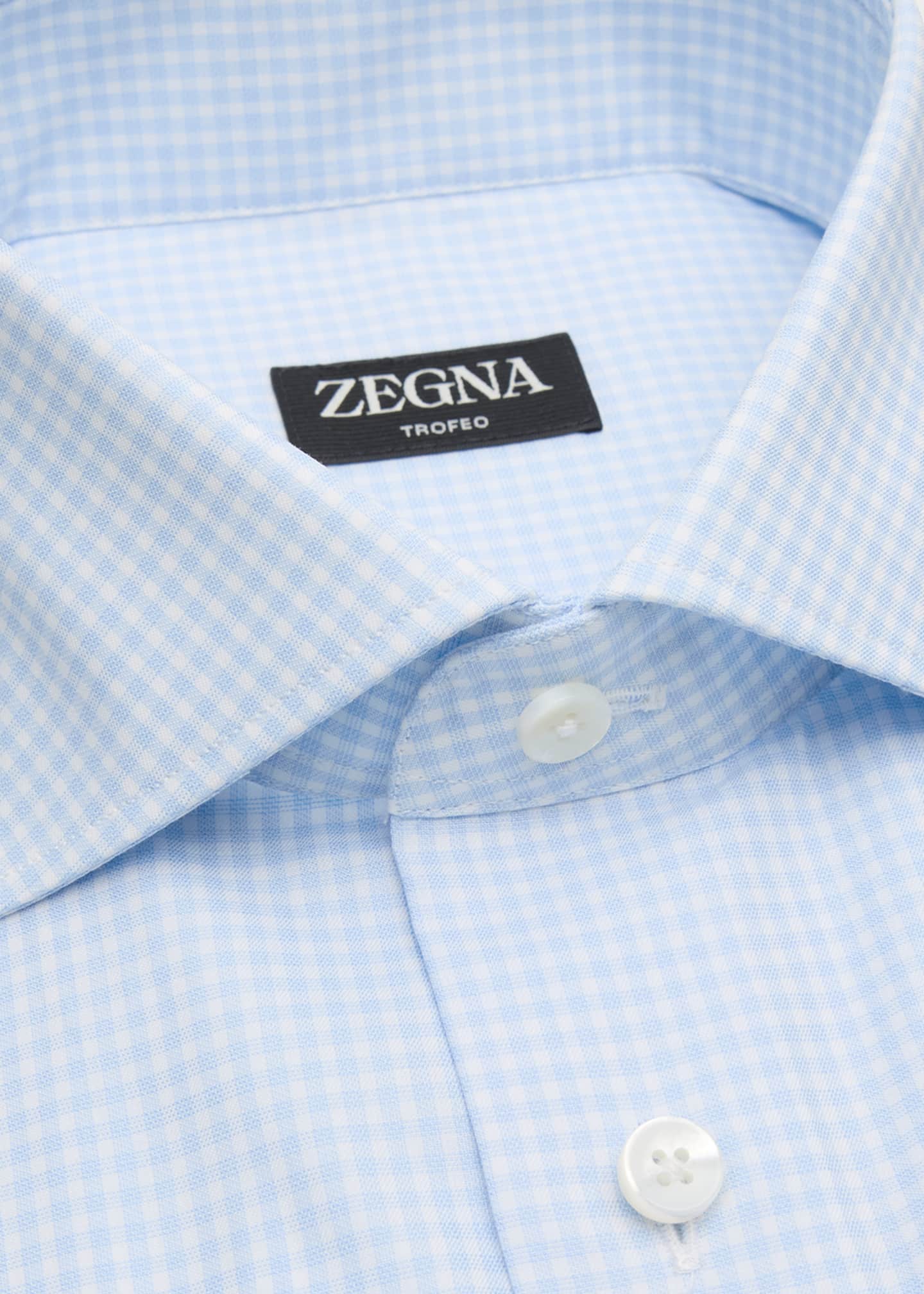 ZEGNA Men's Micro-Check Trofeo Cotton Dress Shirt Image 2 of 2