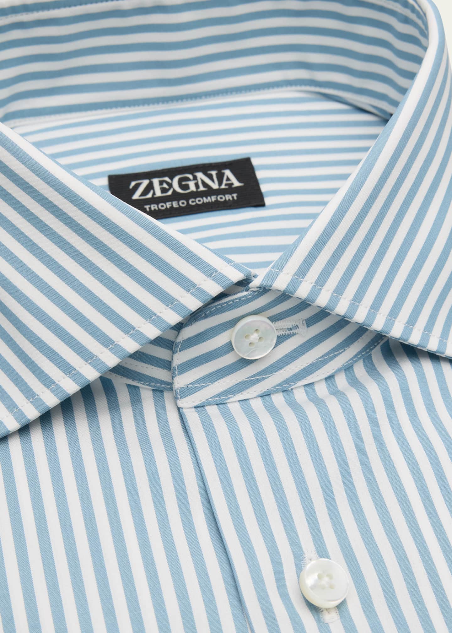 ZEGNA Men's Stripe Trofeo Comfort Dress Shirt Image 2 of 2