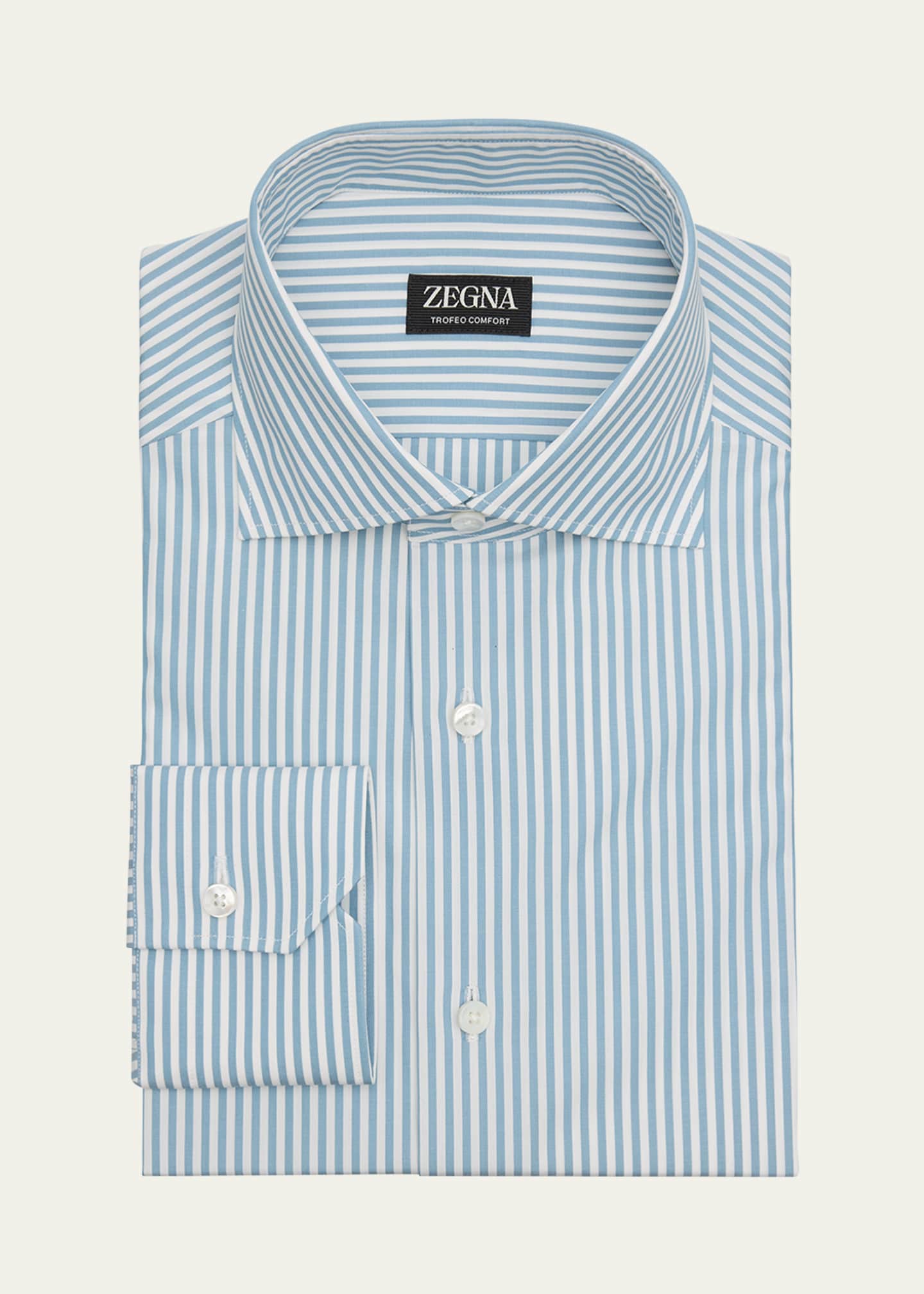 ZEGNA Men's Stripe Trofeo Comfort Dress Shirt Image 1 of 2