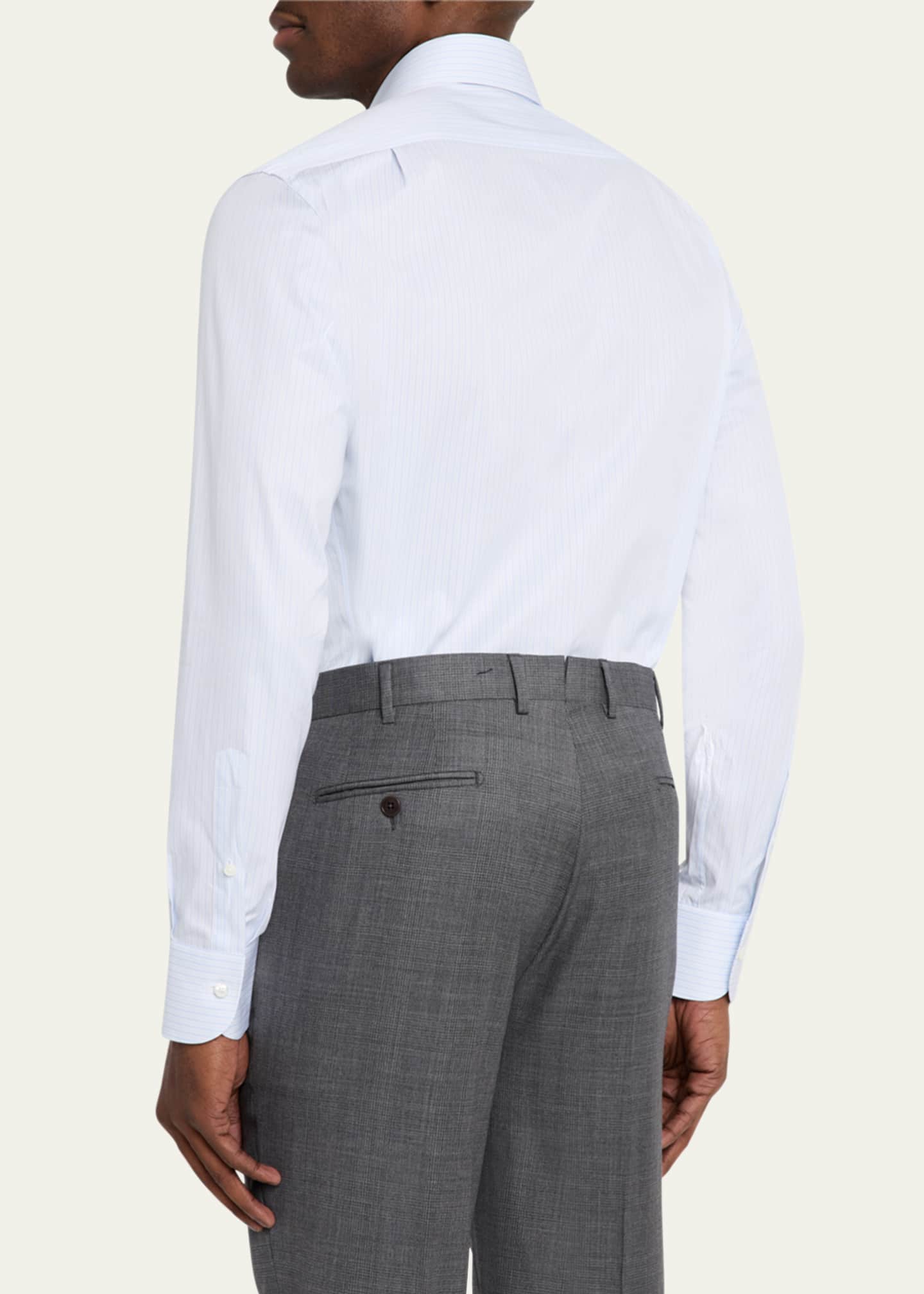 ZEGNA Men's Trecapi Cotton Multi-Stripe Dress Shirt Image 3 of 5