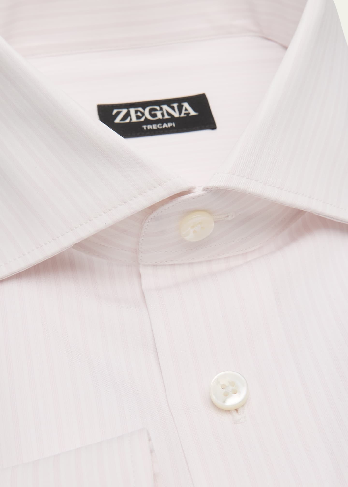 ZEGNA Men's Multi-Stripe Trecapi Cotton Dress Shirt Image 2 of 2