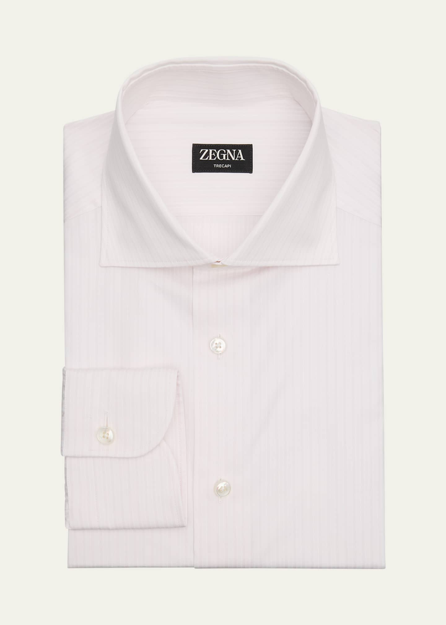 ZEGNA Men's Multi-Stripe Trecapi Cotton Dress Shirt Image 1 of 2