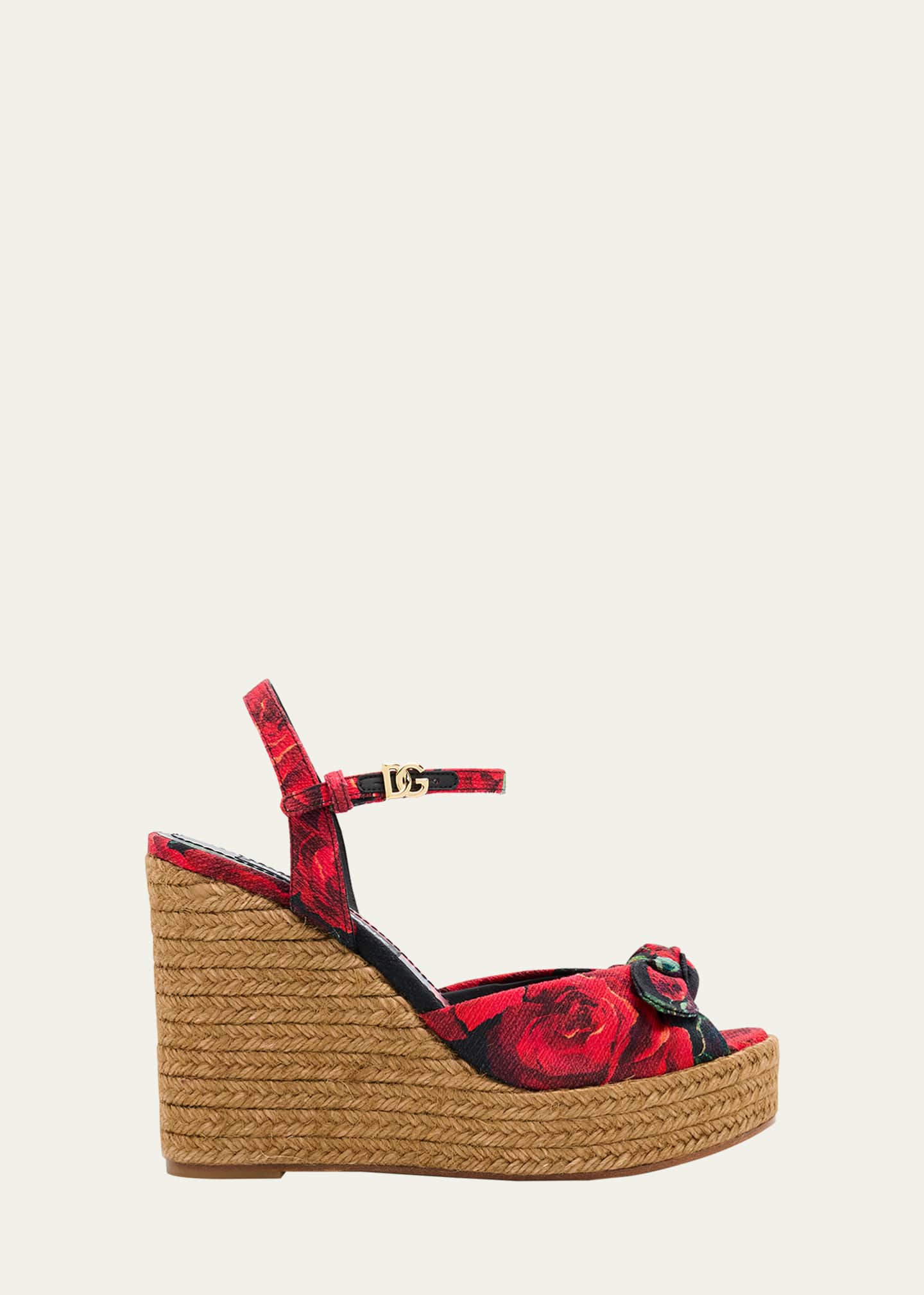 Dolce&Gabbana Lolita Floral Wedge Espadrille Sandals Image 1 of 6