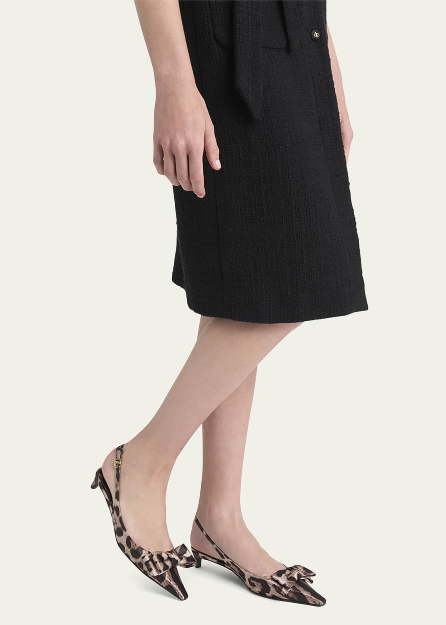 Dolce&Gabbana Leopard Satin Bow Slingback Pumps Image 2 of 6