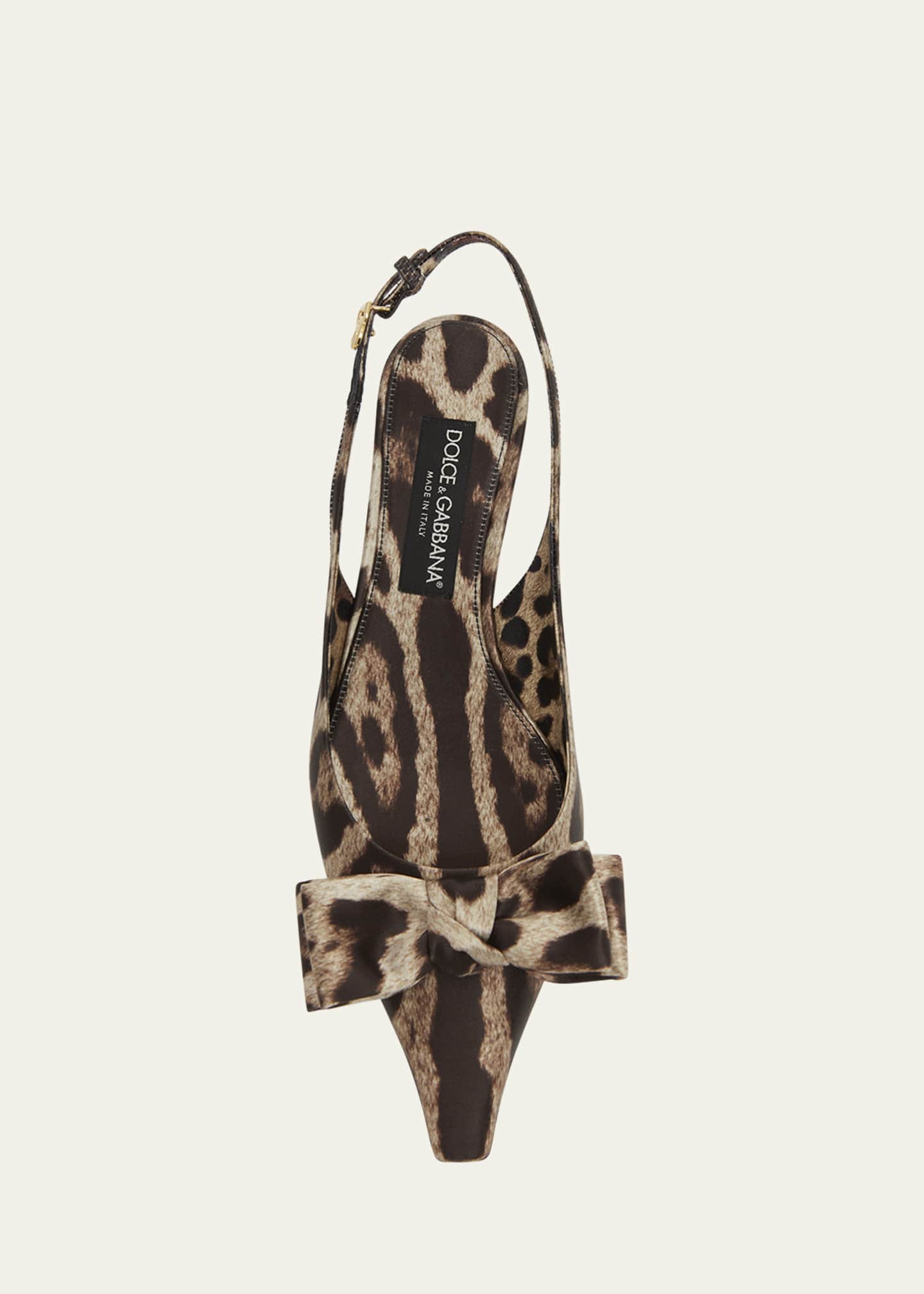 Dolce&Gabbana Leopard Satin Bow Slingback Pumps Image 5 of 6