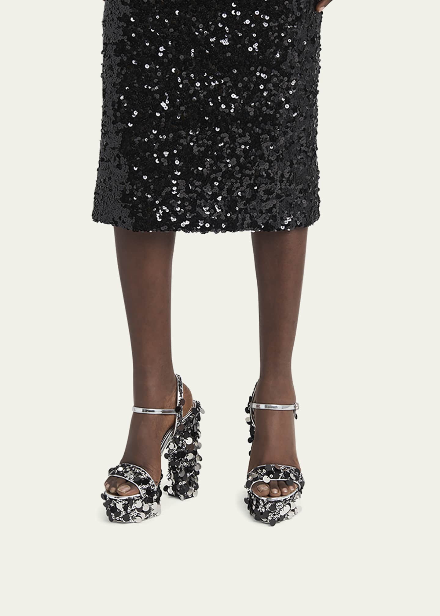 Dolce&Gabbana Keira Metallic Sequin Platform Sandals Image 2 of 6