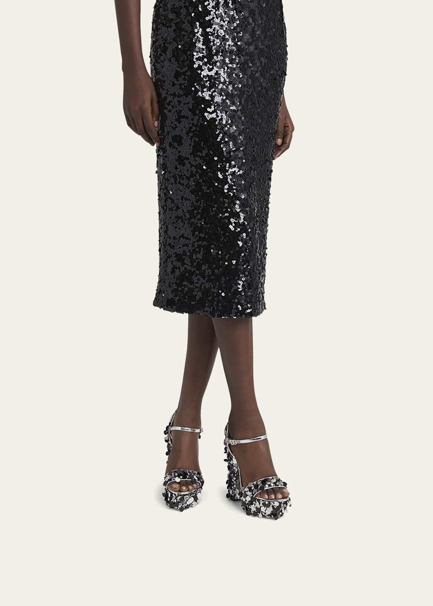 Dolce&Gabbana Keira Metallic Sequin Platform Sandals Image 3 of 6