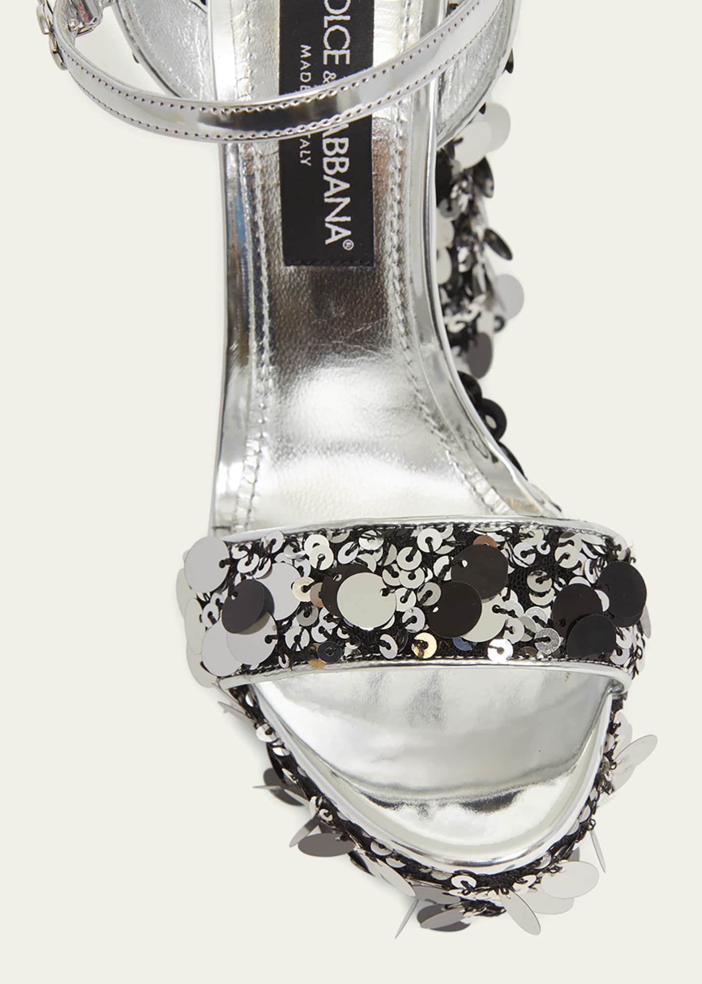 Dolce&Gabbana Keira Metallic Sequin Platform Sandals Image 6 of 6