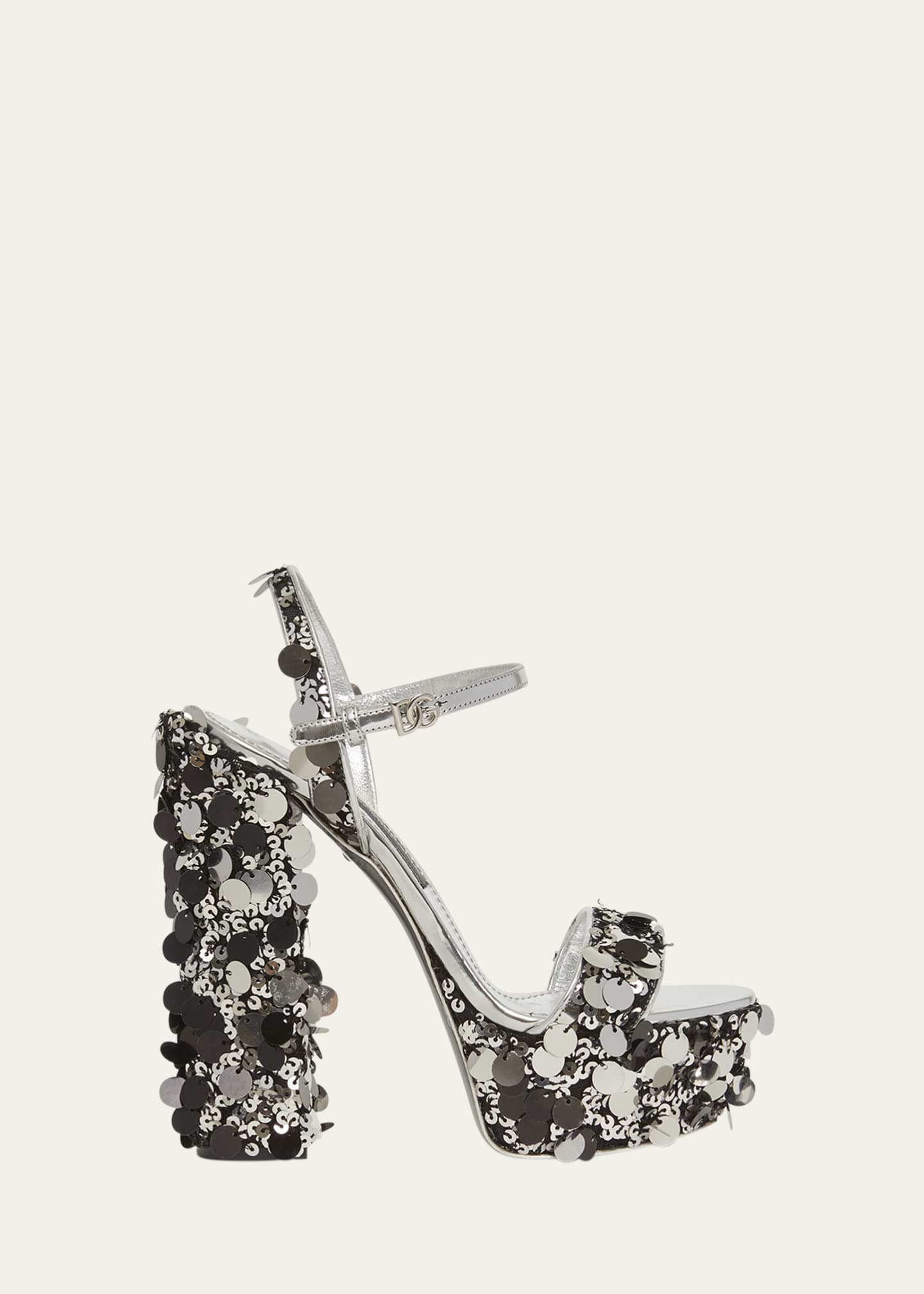 Dolce&Gabbana Keira Metallic Sequin Platform Sandals Image 1 of 6