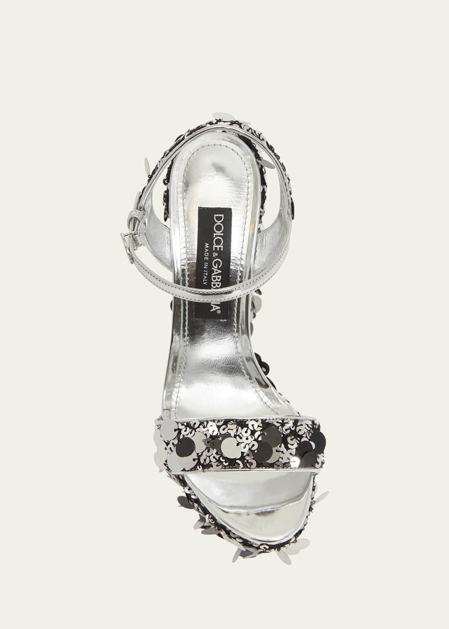 Dolce&Gabbana Keira Metallic Sequin Platform Sandals Image 5 of 6
