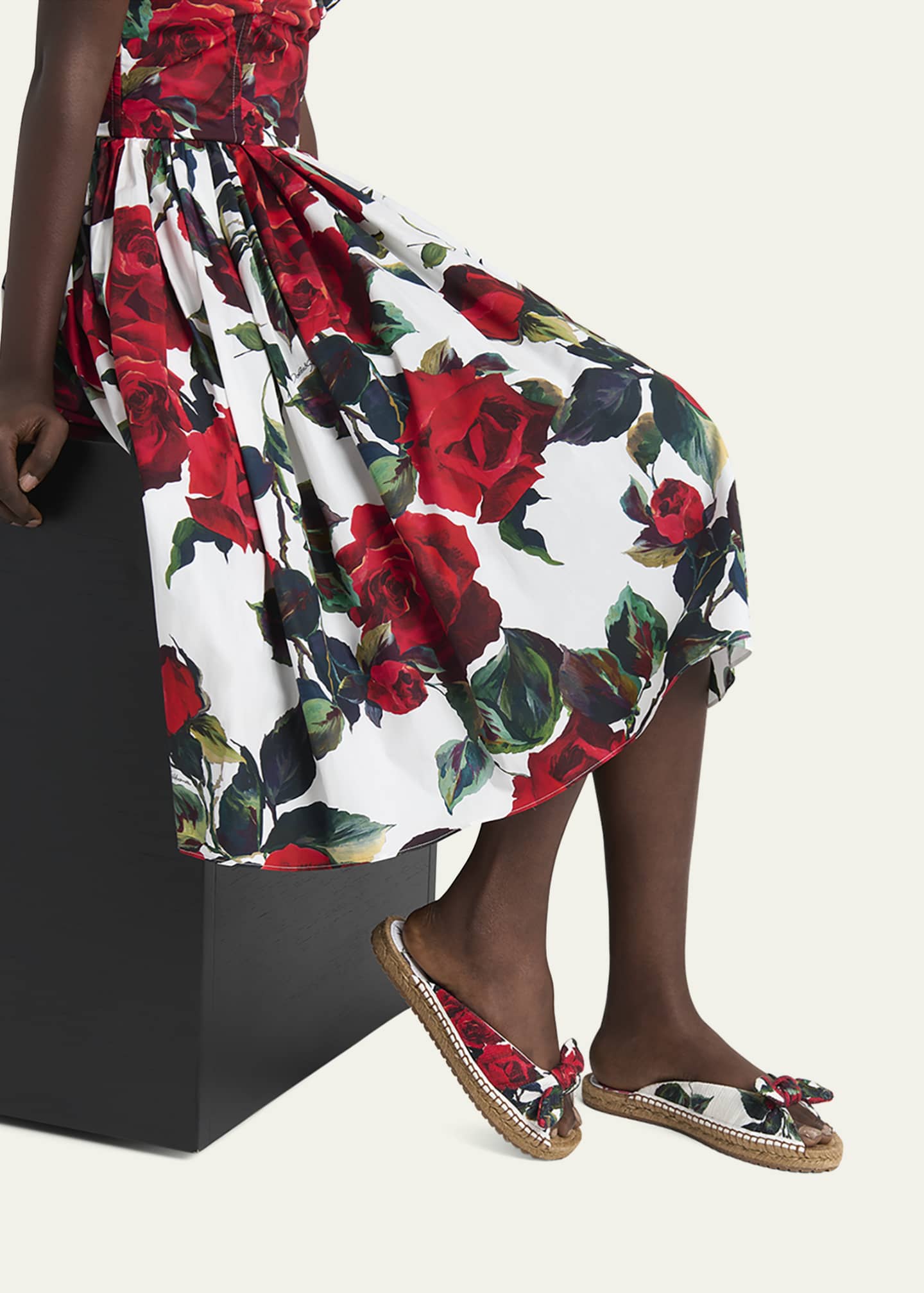 Dolce&Gabbana Floral Knot Flat Slide Espadrilles Image 2 of 5
