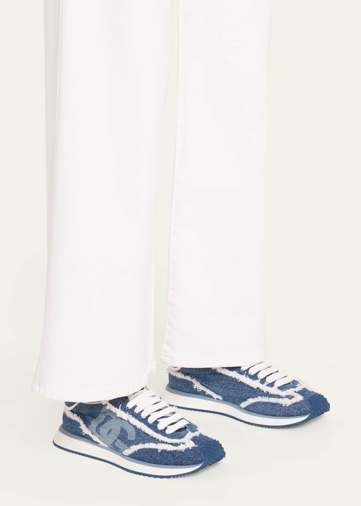 Dolce&Gabbana Aria DG Distressed Denim Runner Sneakers Image 2 of 6