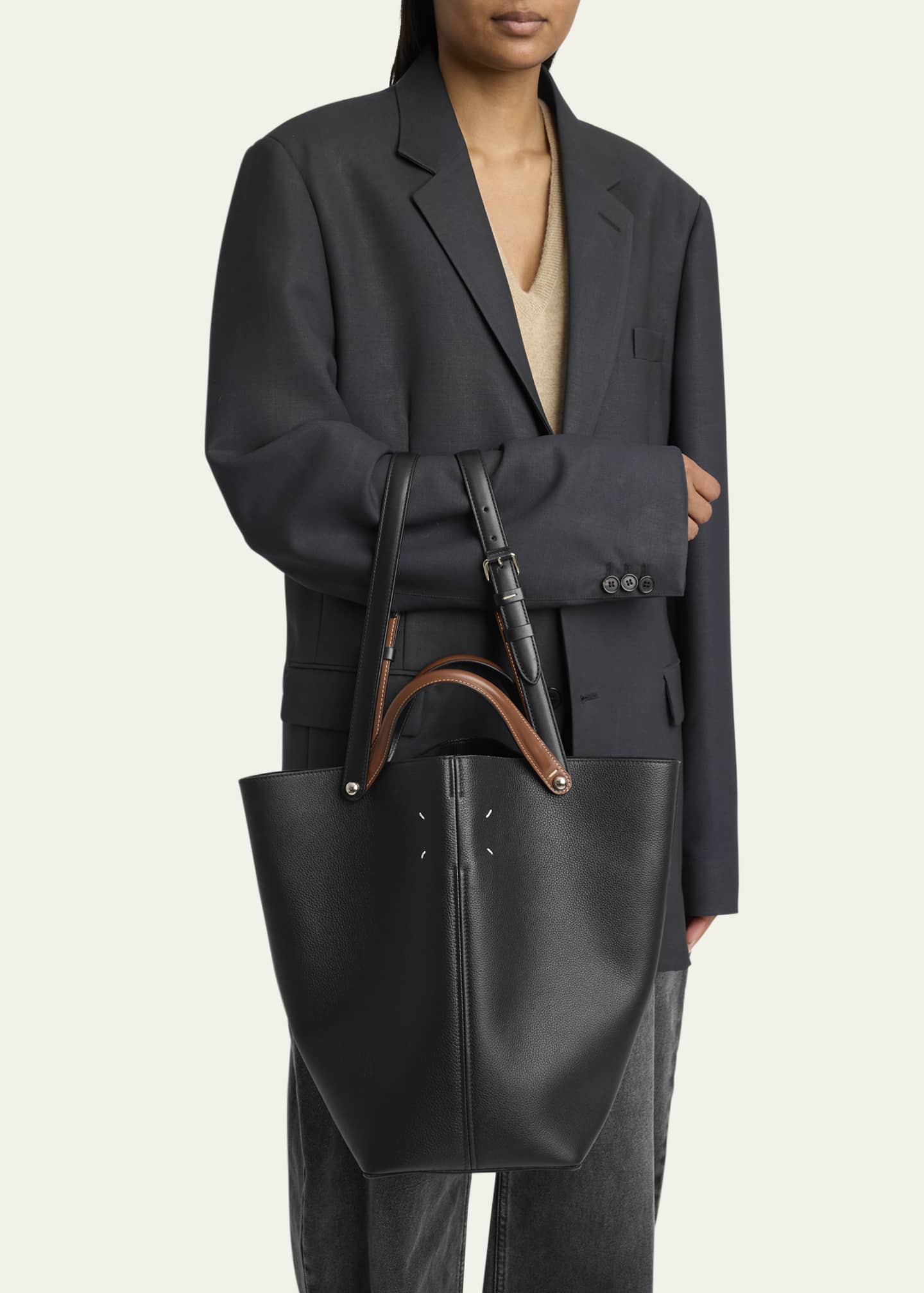 Maison Margiela Medium Leather Shopper Tote Bag - Bergdorf