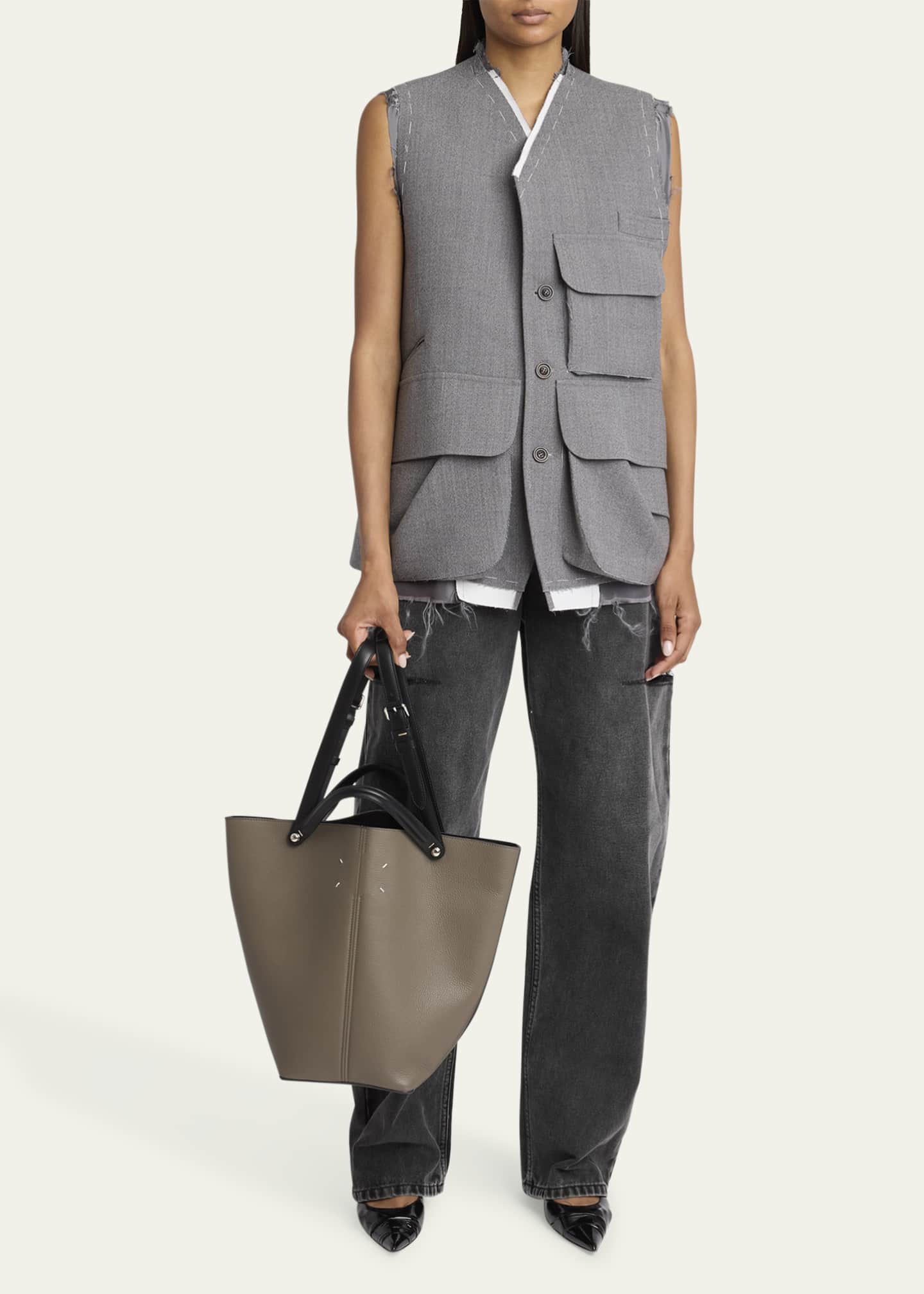 Maison Margiela Medium Leather Shopper Tote Bag