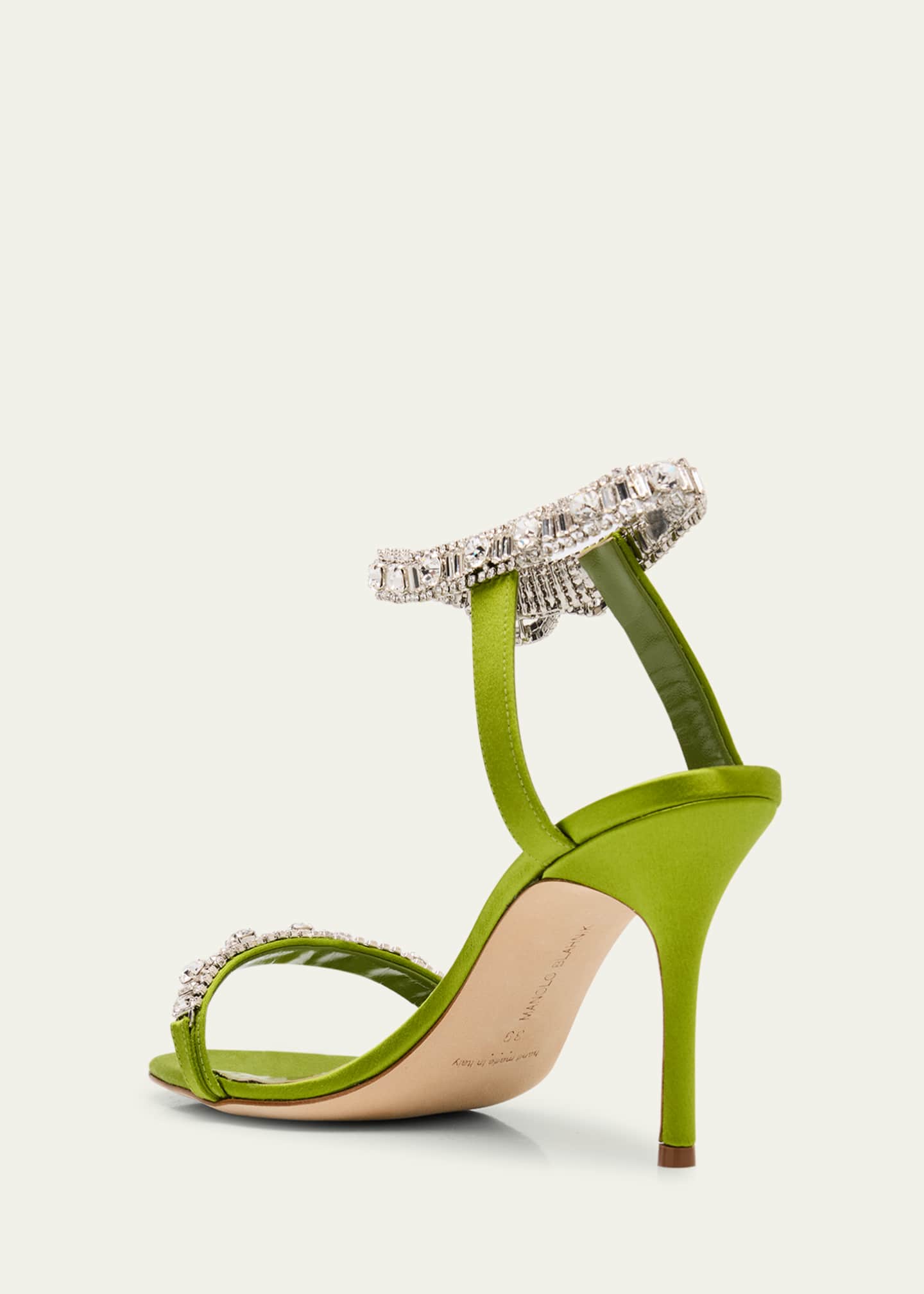 Manolo Blahnik Fabio Satin Crystal Buckle Sandals Image 4 of 6