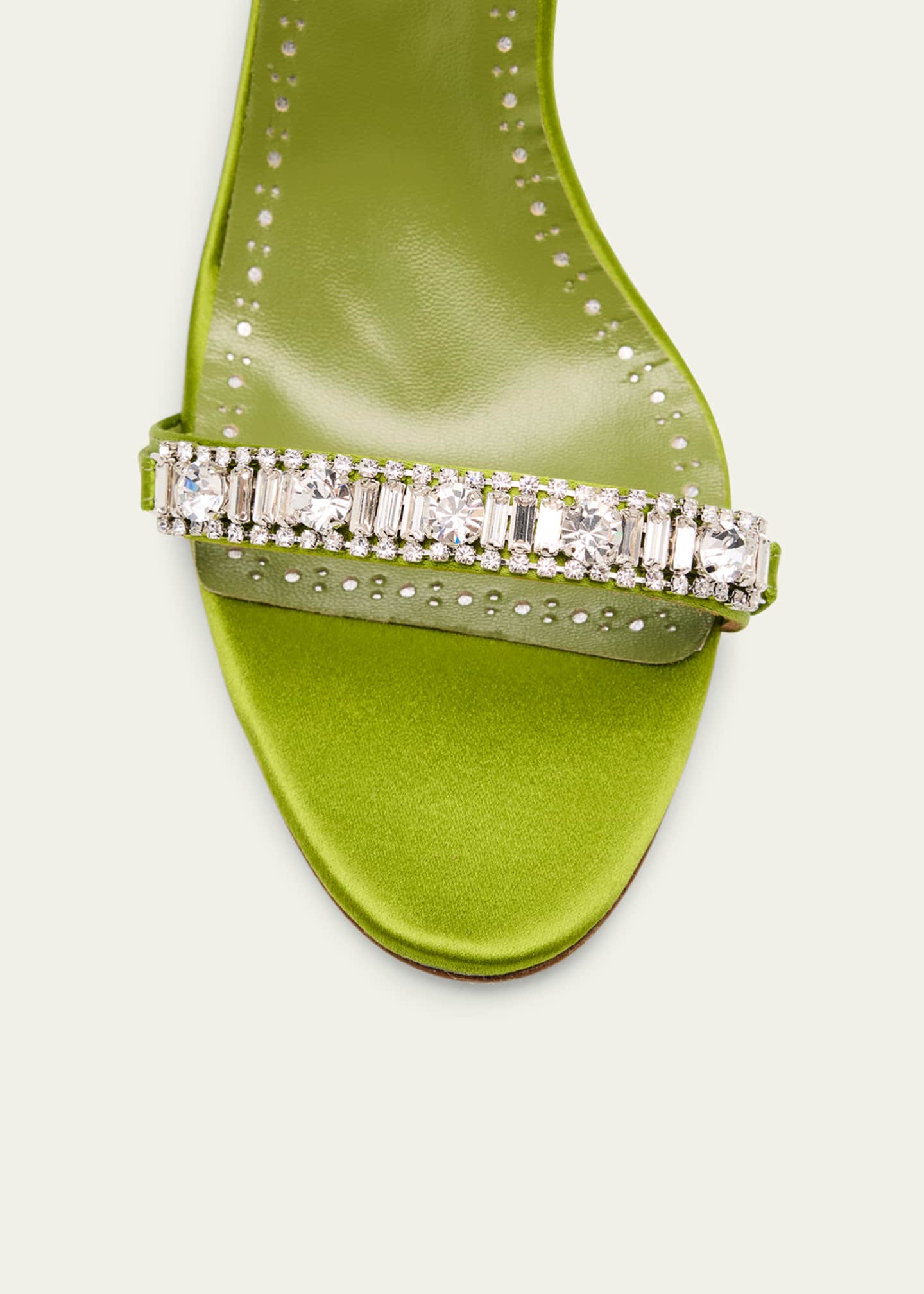 Manolo Blahnik Fabio Satin Crystal Buckle Sandals Image 6 of 6