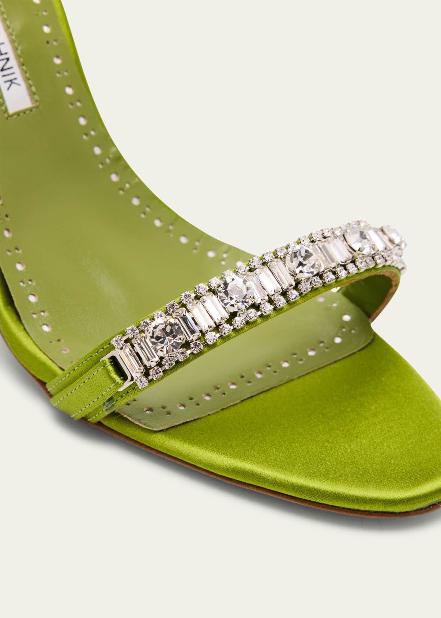 Manolo Blahnik Fabio Satin Crystal Buckle Sandals Image 5 of 6