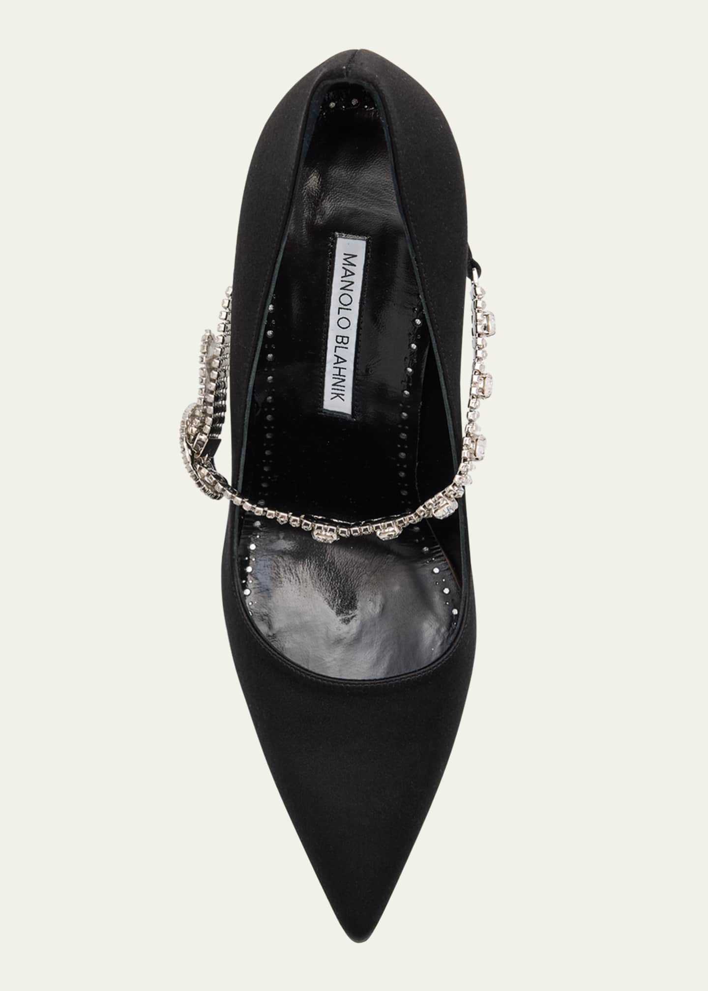 Manolo Blahnik Hamedi Silk Crystal-Buckle Pumps Image 6 of 6