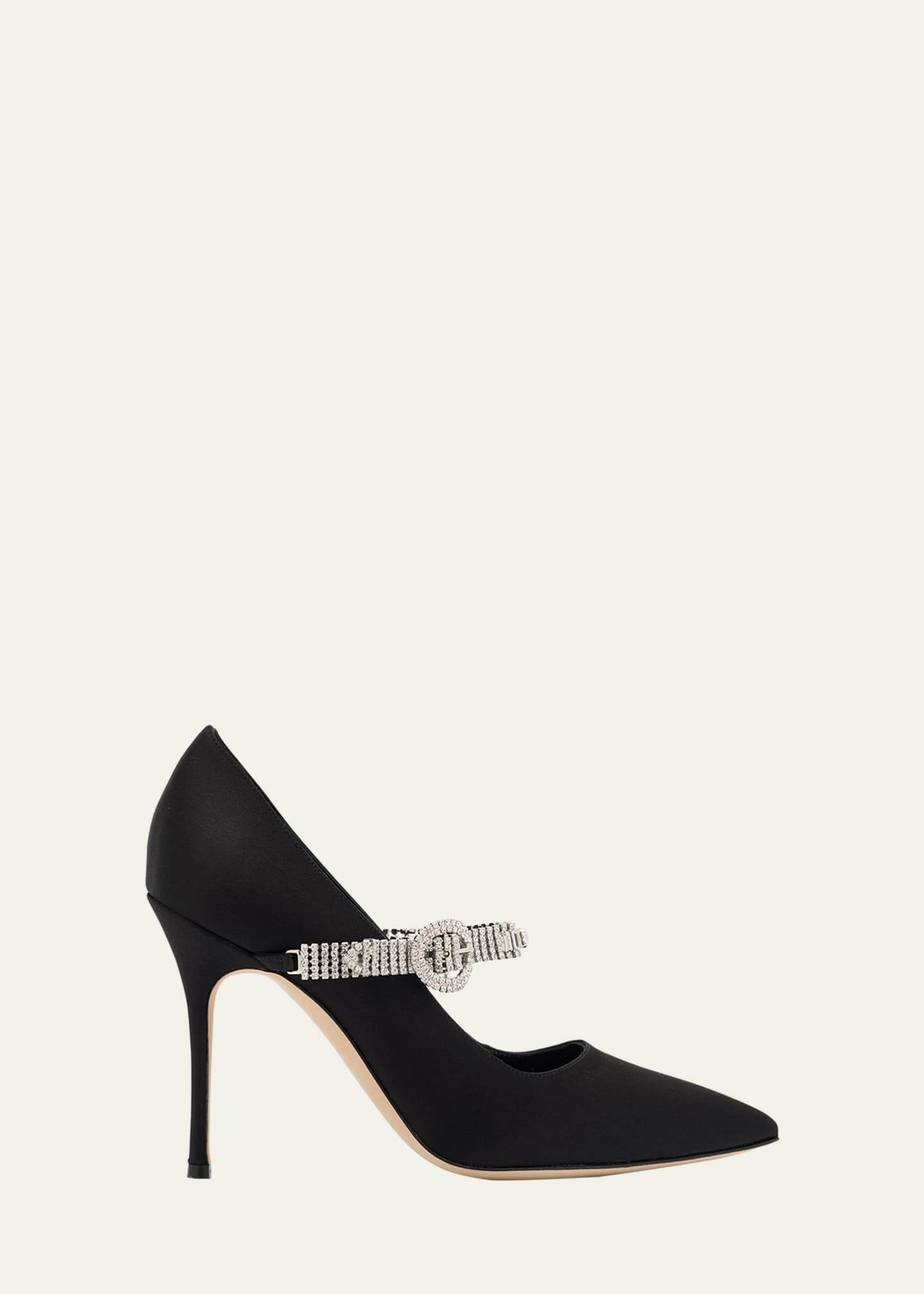 Manolo Blahnik Hamedi Silk Crystal-Buckle Pumps Image 1 of 6