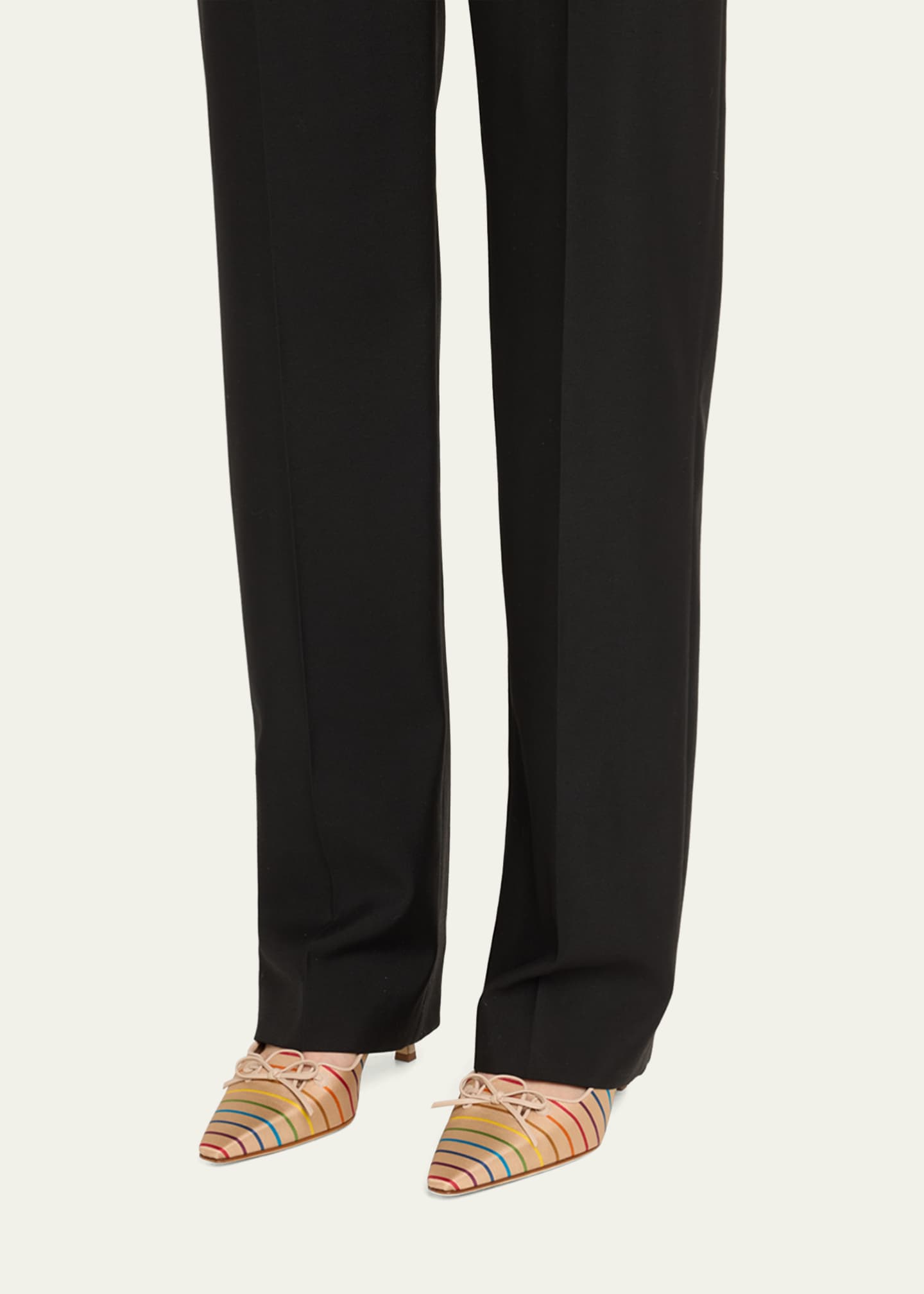 Manolo Blahnik Zaman Stripe Silk and Leather Pumps Image 2 of 6