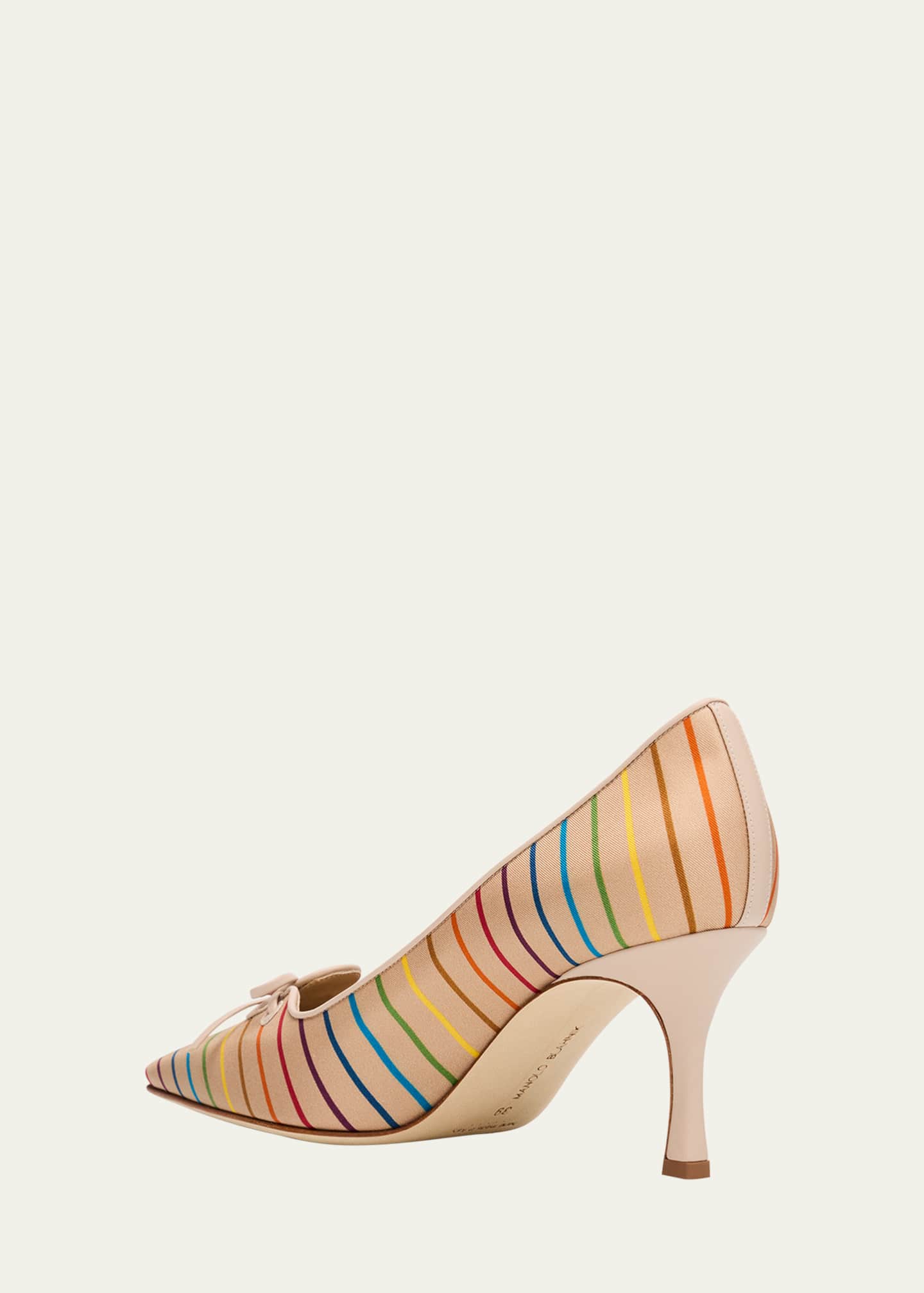 Manolo Blahnik Zaman Stripe Silk and Leather Pumps Image 4 of 6