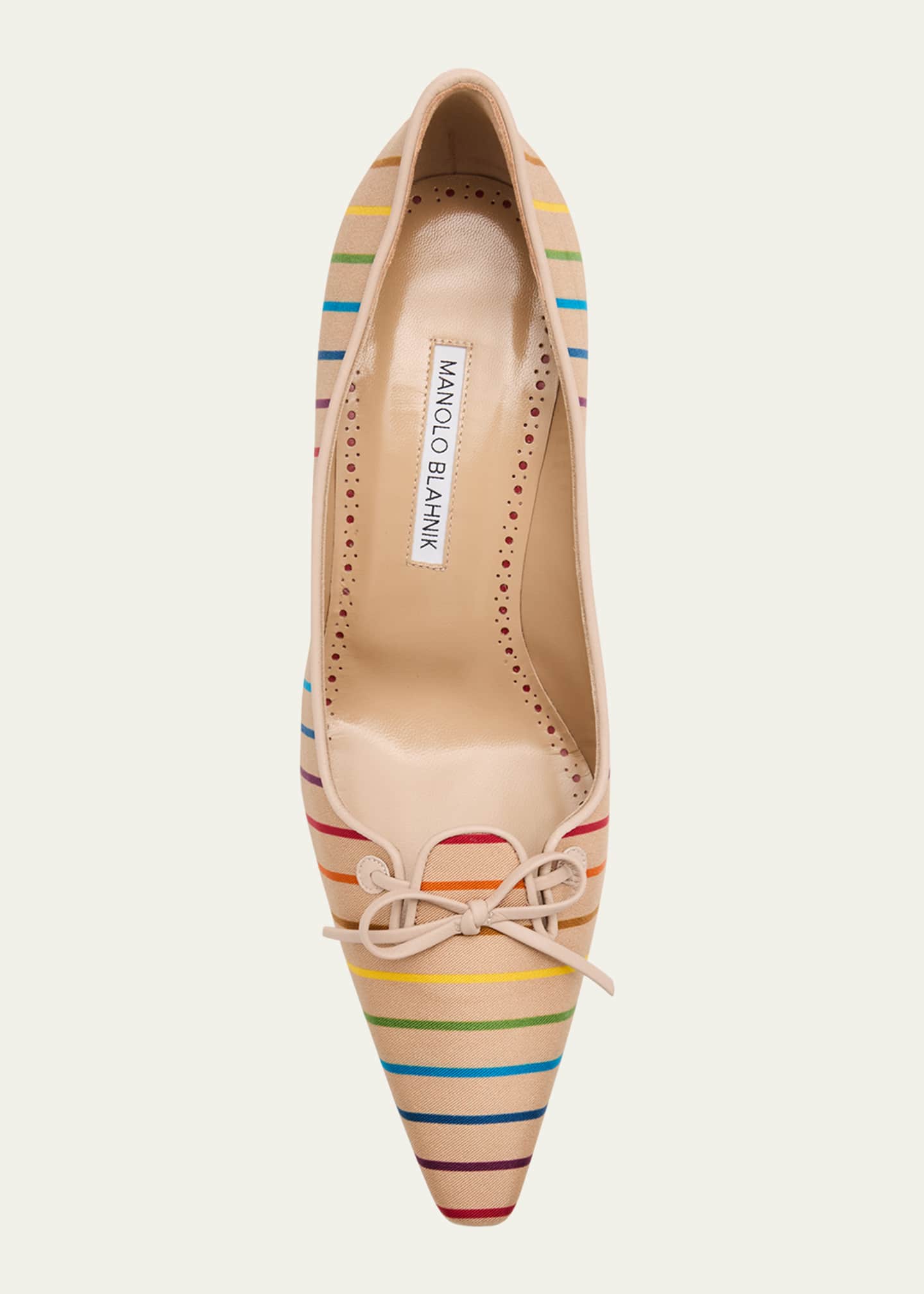 Manolo Blahnik Zaman Stripe Silk and Leather Pumps Image 6 of 6