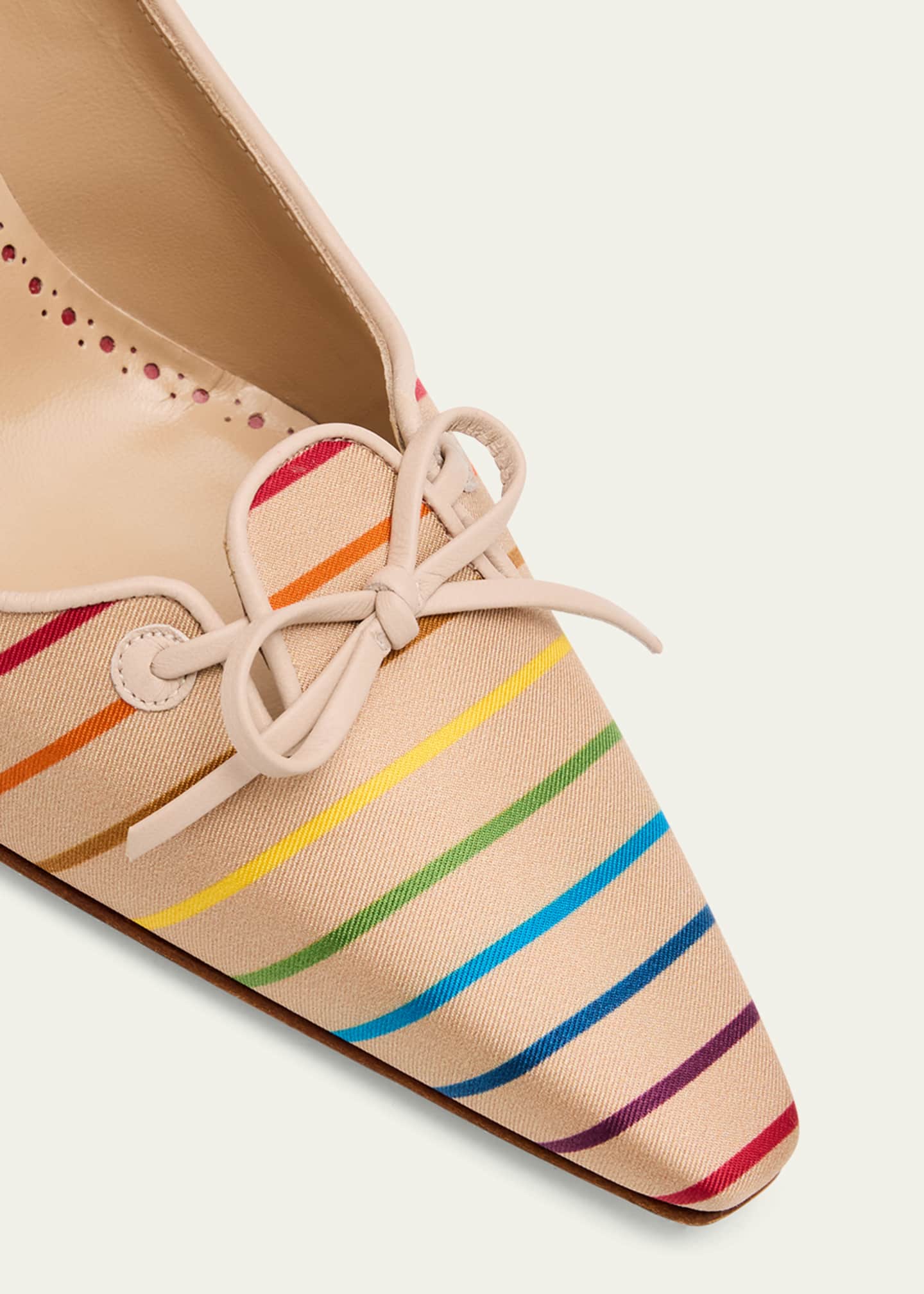 Manolo Blahnik Zaman Stripe Silk and Leather Pumps Image 5 of 6
