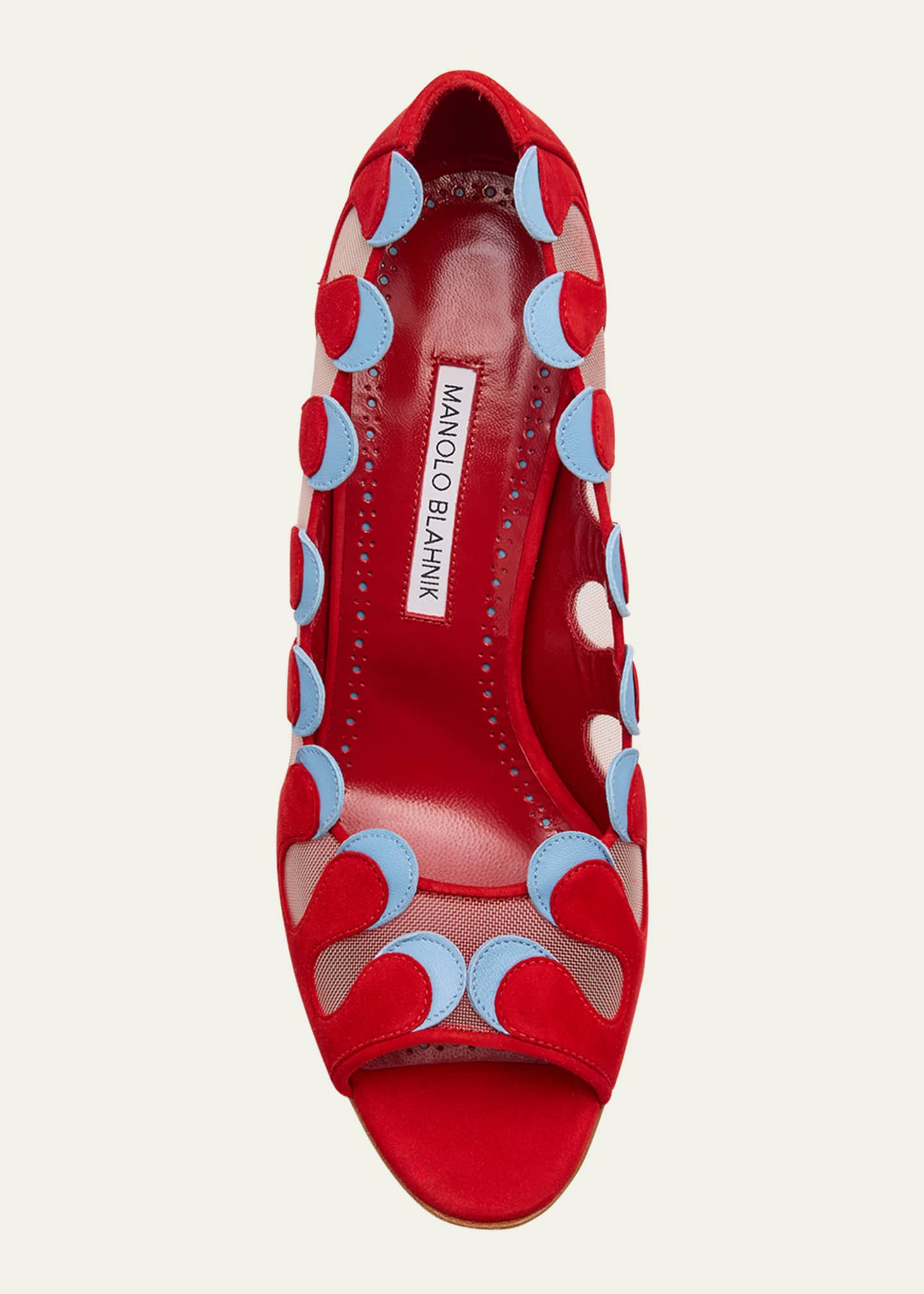 Manolo Blahnik Aziz Kid Suede Open-Toe Pumps Image 6 of 6