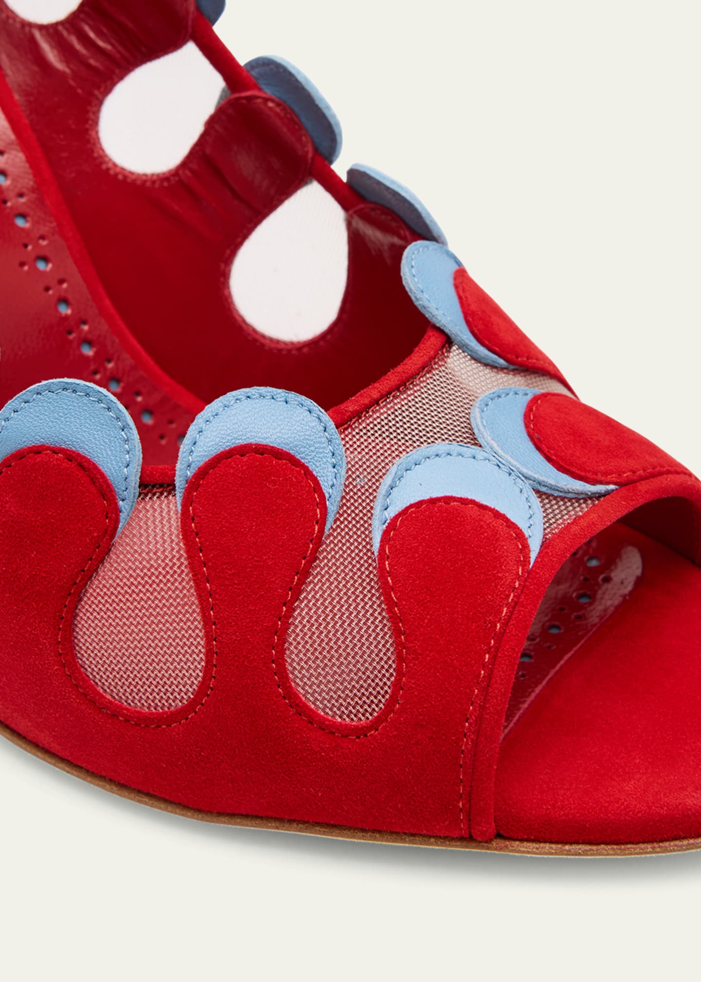 Manolo Blahnik Aziz Kid Suede Open-Toe Pumps Image 5 of 6