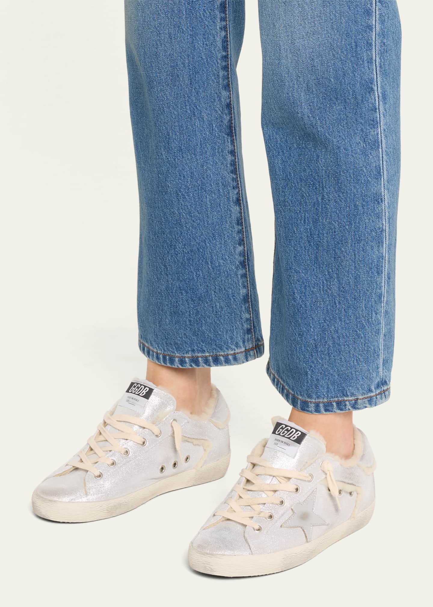 Golden Goose Superstar Metallic Leather and Shearling Sneakers Image 2 of 6
