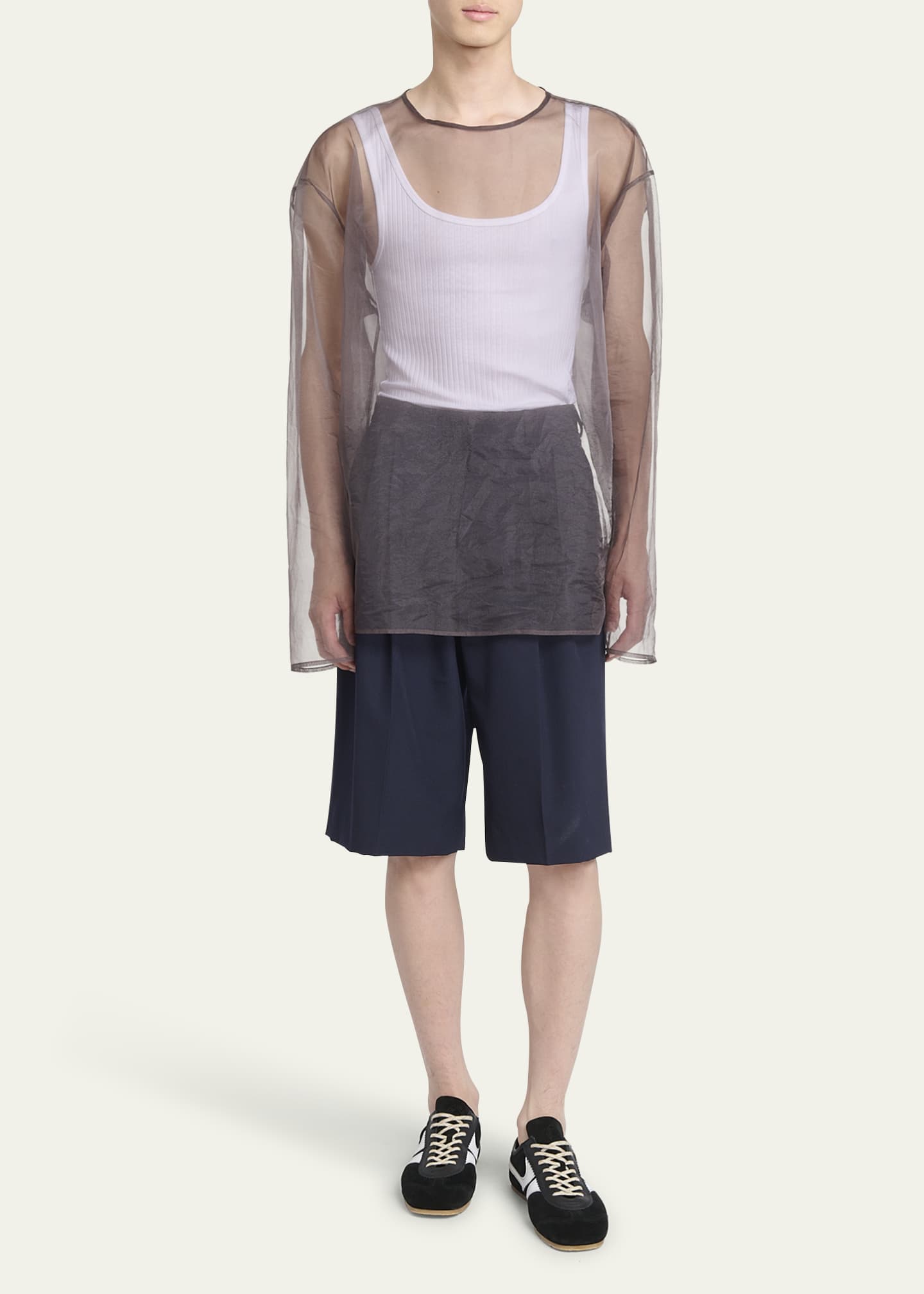 Dries Van Noten Men's Suede and Leather Trainer Sneakers Image 3 of 6