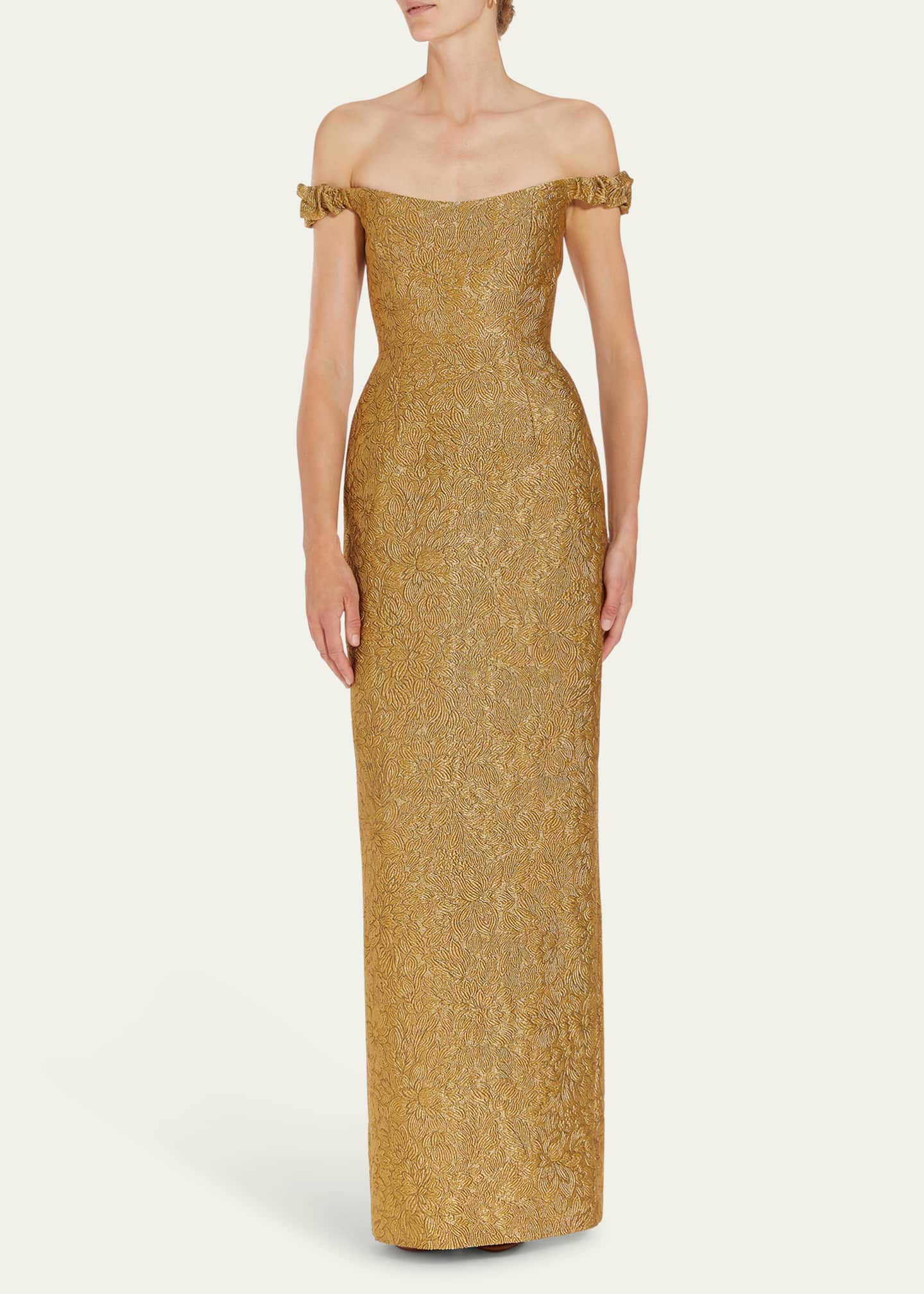 Markarian Yolanda Off-Shoulder Brocade Gown Image 2 of 4