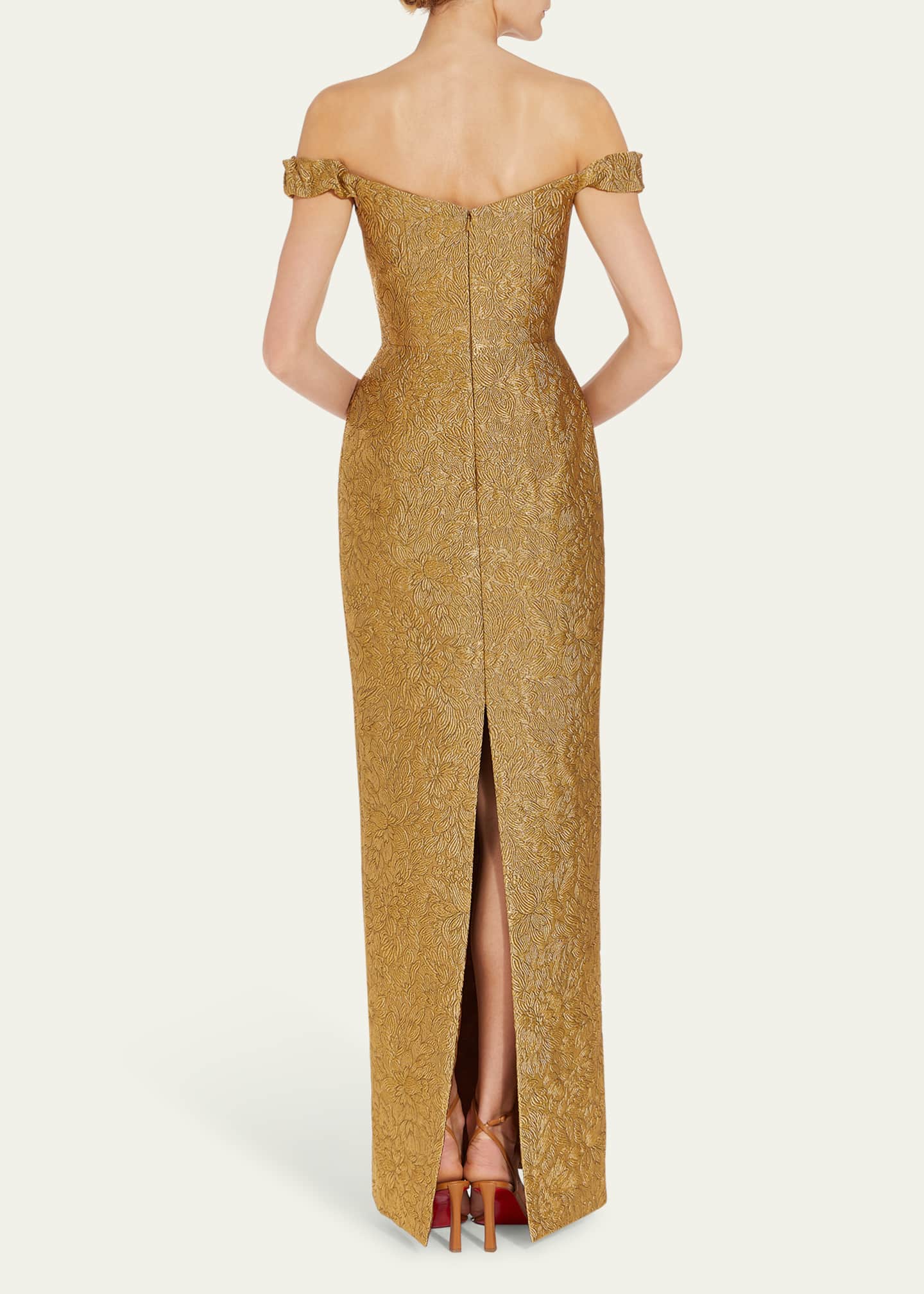 Markarian Yolanda Off-Shoulder Brocade Gown Image 3 of 4