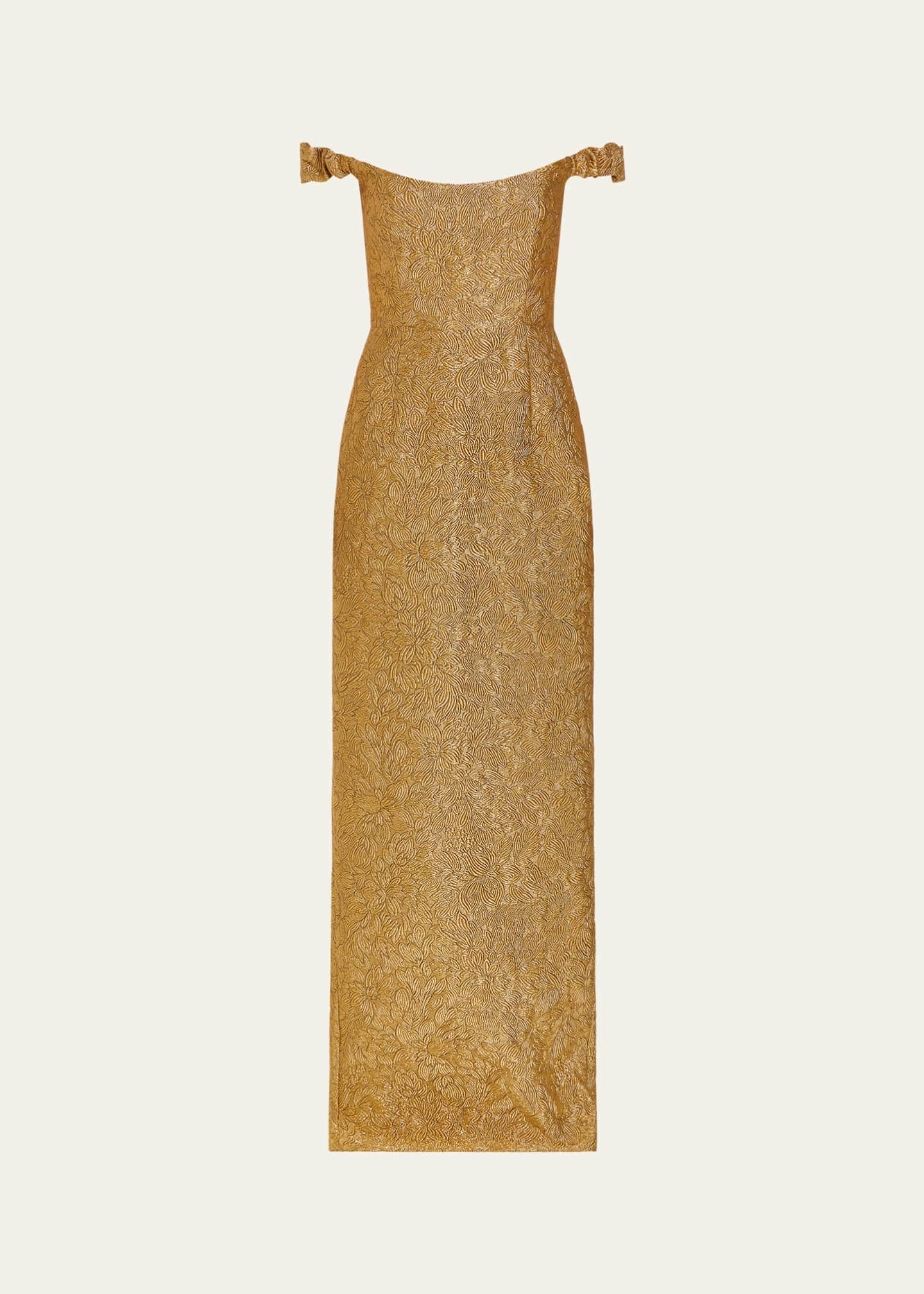 Markarian Yolanda Off-Shoulder Brocade Gown Image 1 of 4
