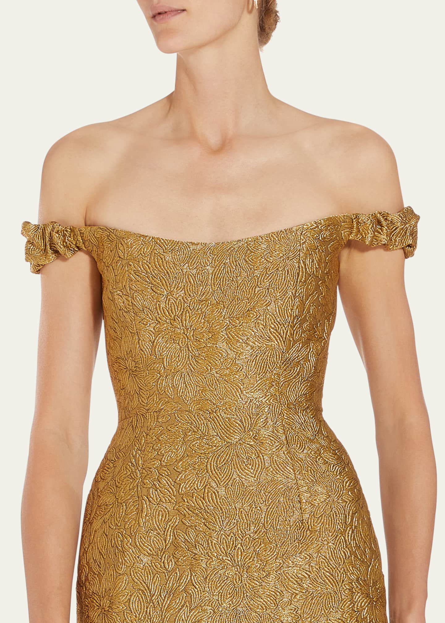 Markarian Yolanda Off-Shoulder Brocade Gown Image 4 of 4