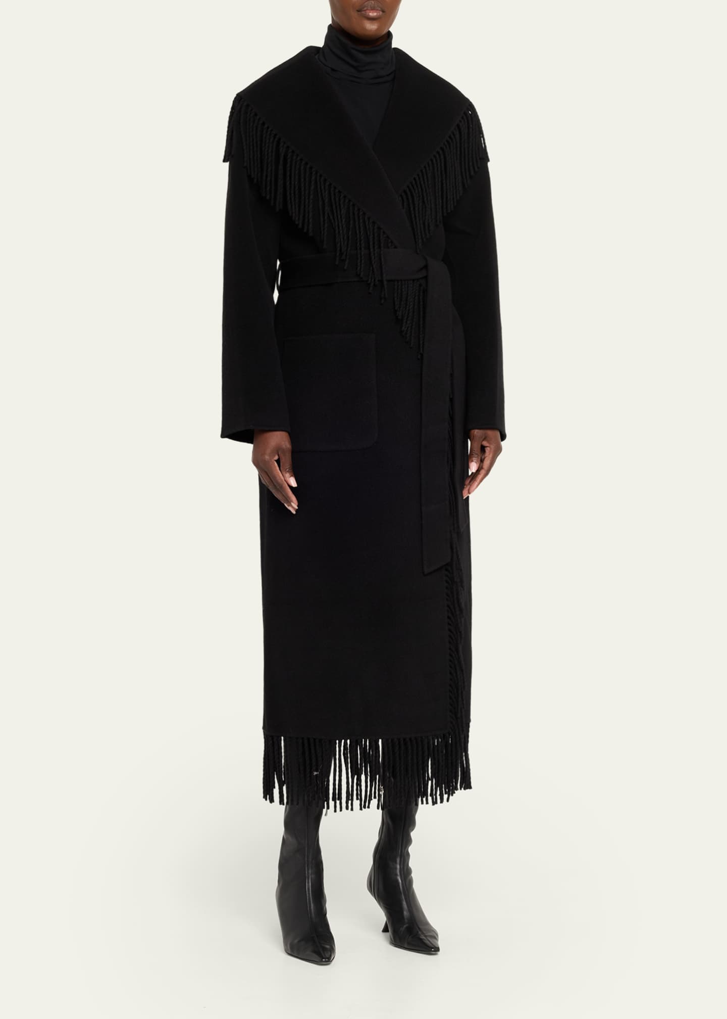 Carrie Belted Fringe Robe Coat