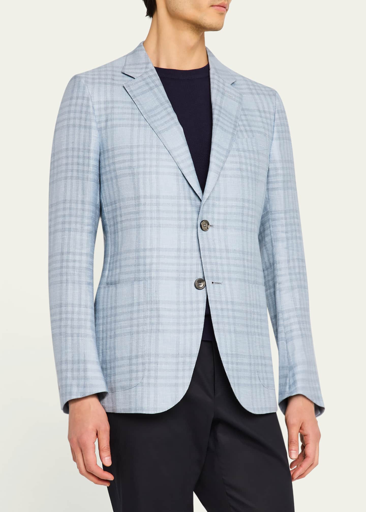 ZEGNA Men's Large Check Sport Coat Image 4 of 8