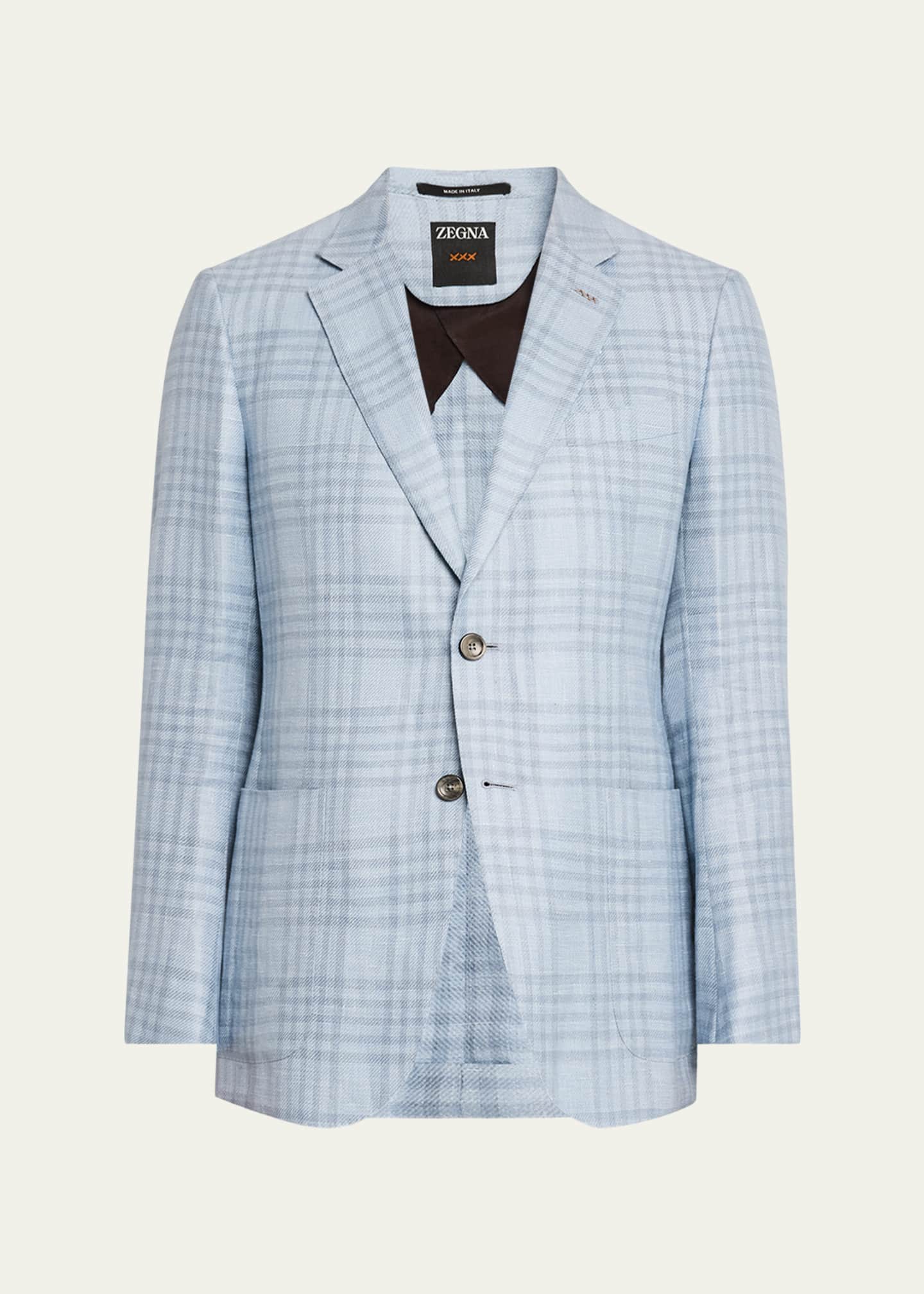 ZEGNA Men's Large Check Sport Coat Image 1 of 8