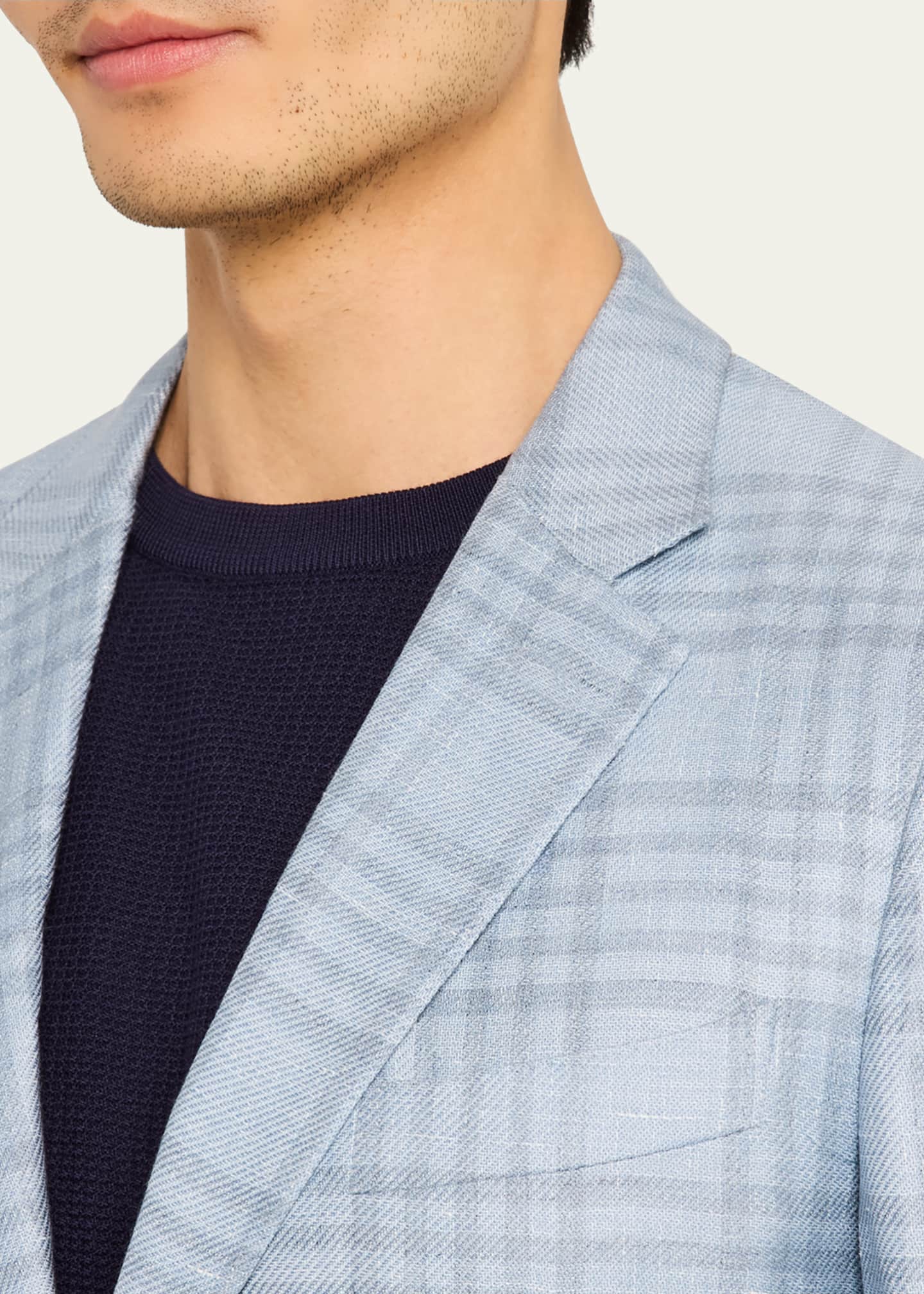 ZEGNA Men's Large Check Sport Coat Image 5 of 8