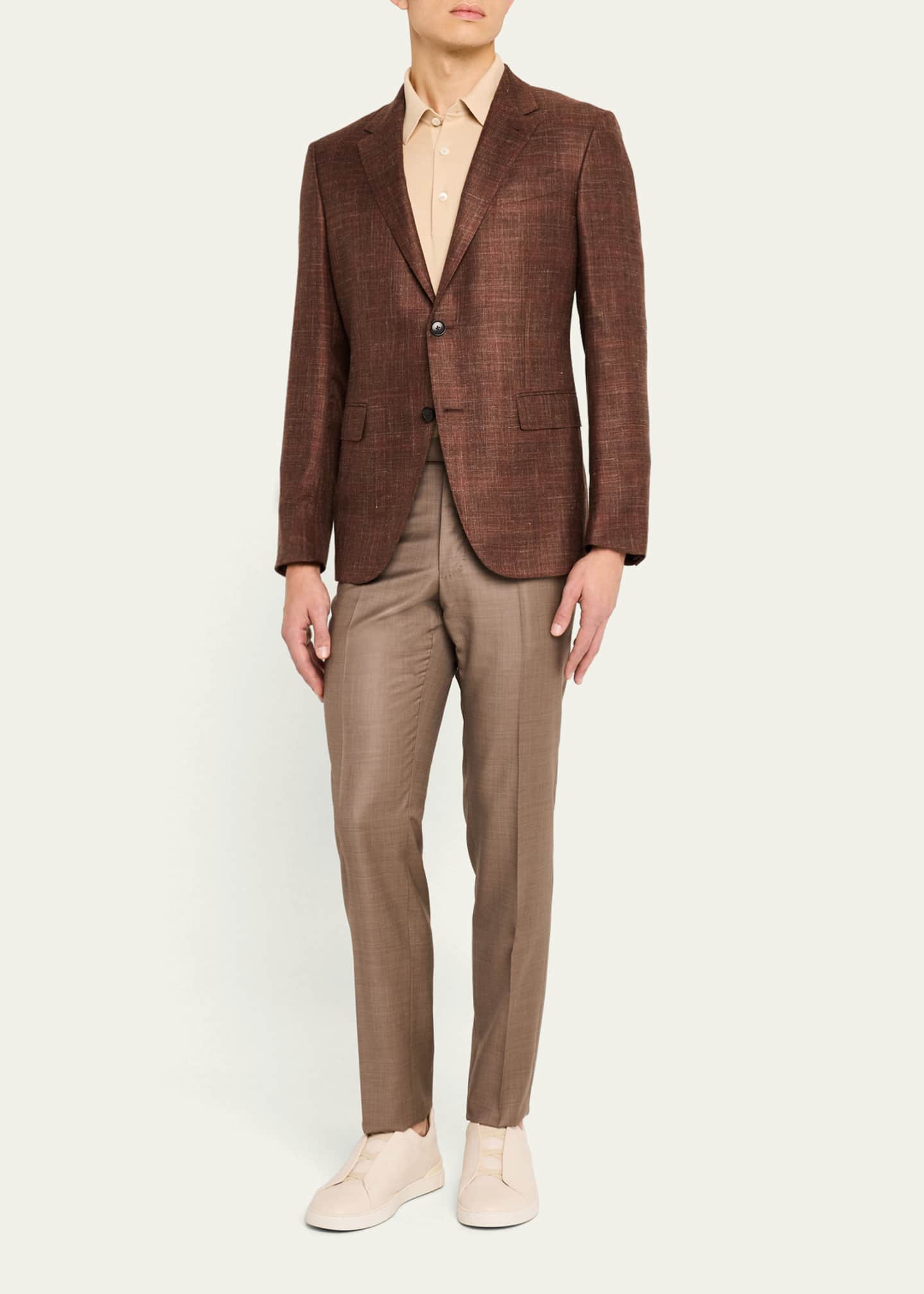 ZEGNA Men's Melange Tonal Plaid Sport Coat Image 2 of 8