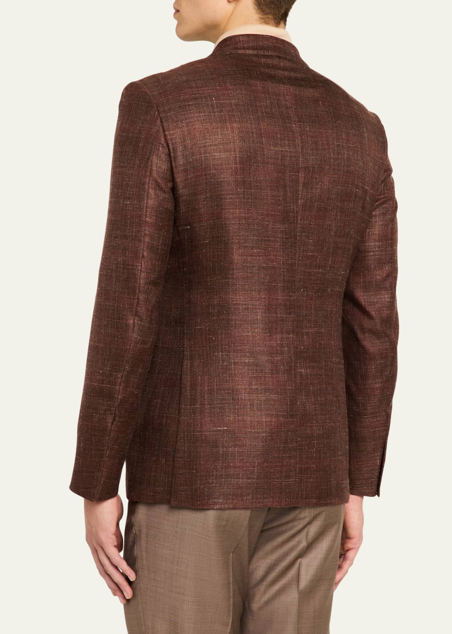 ZEGNA Men's Melange Tonal Plaid Sport Coat Image 3 of 8