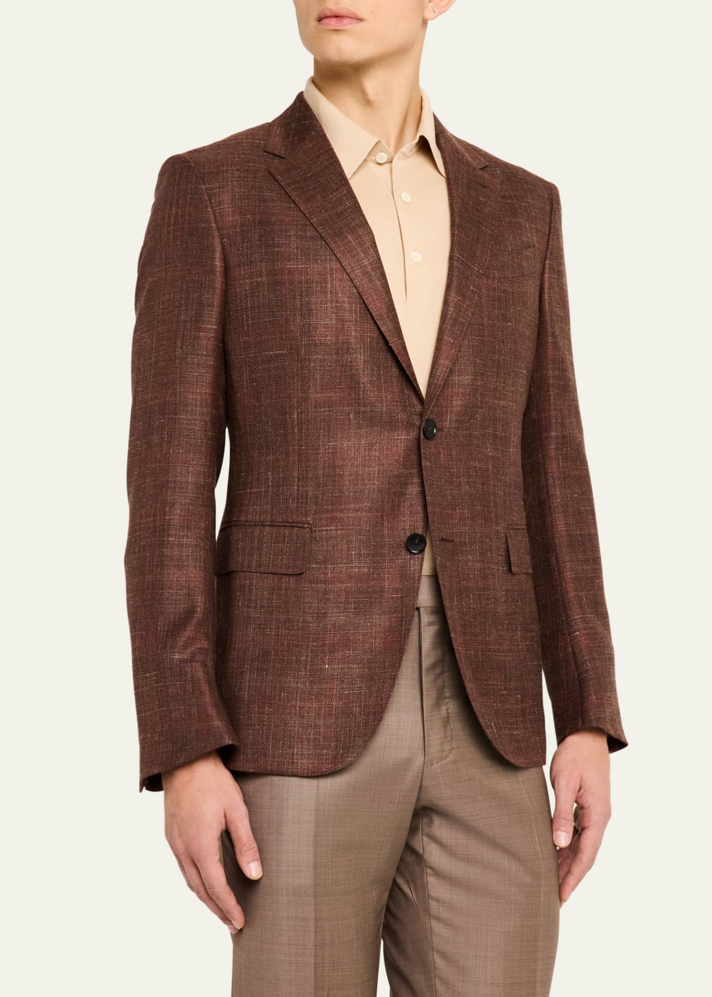 ZEGNA Men's Melange Tonal Plaid Sport Coat Image 4 of 8