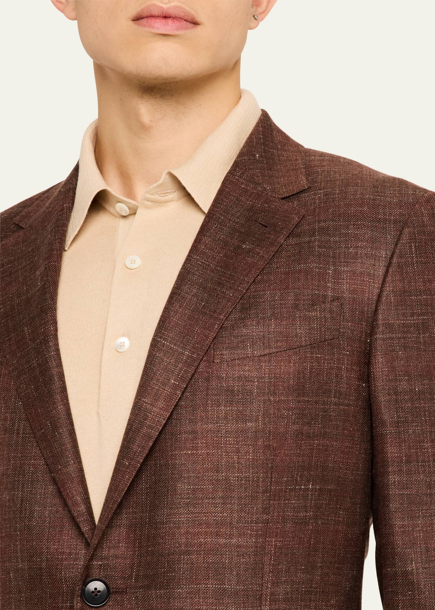 ZEGNA Men's Melange Tonal Plaid Sport Coat Image 5 of 8