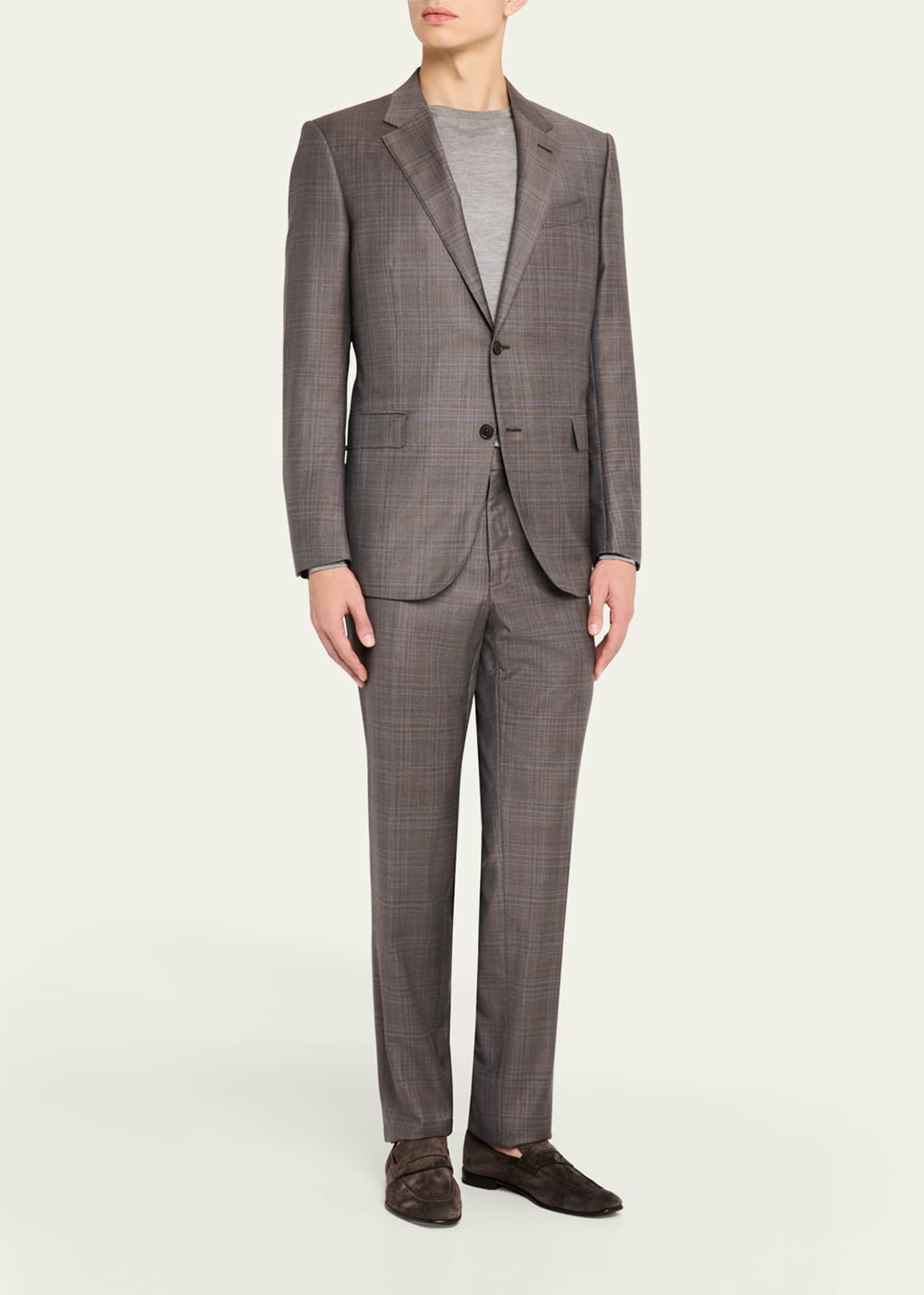 ZEGNA Men's Trofeo Melange Plaid Suit Image 2 of 5
