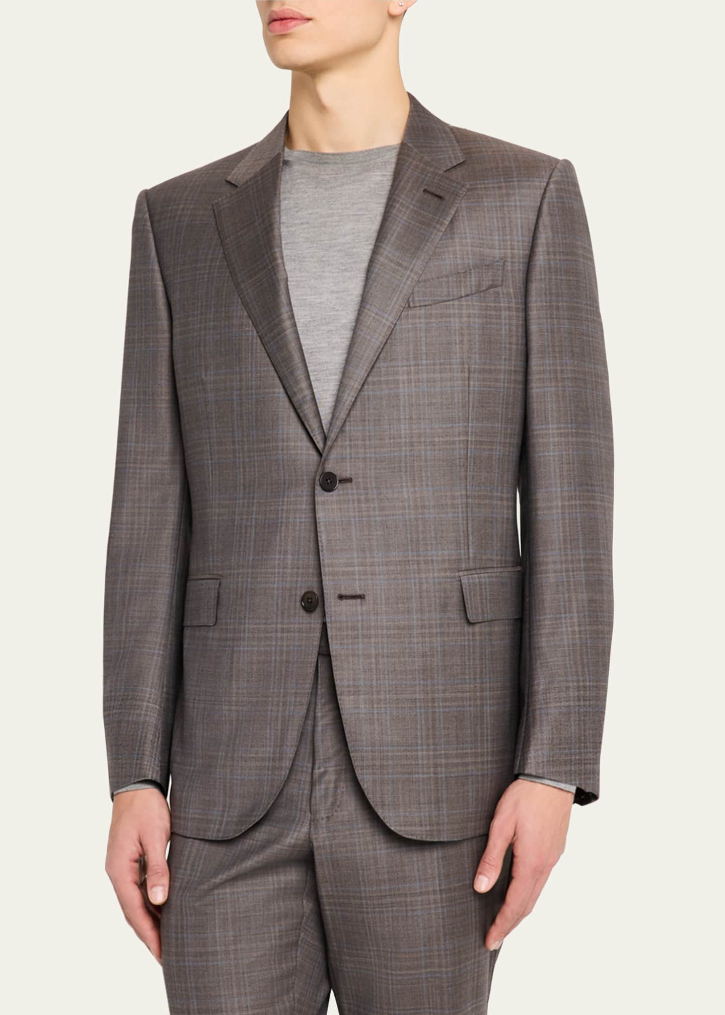 ZEGNA Men's Trofeo Melange Plaid Suit Image 4 of 5